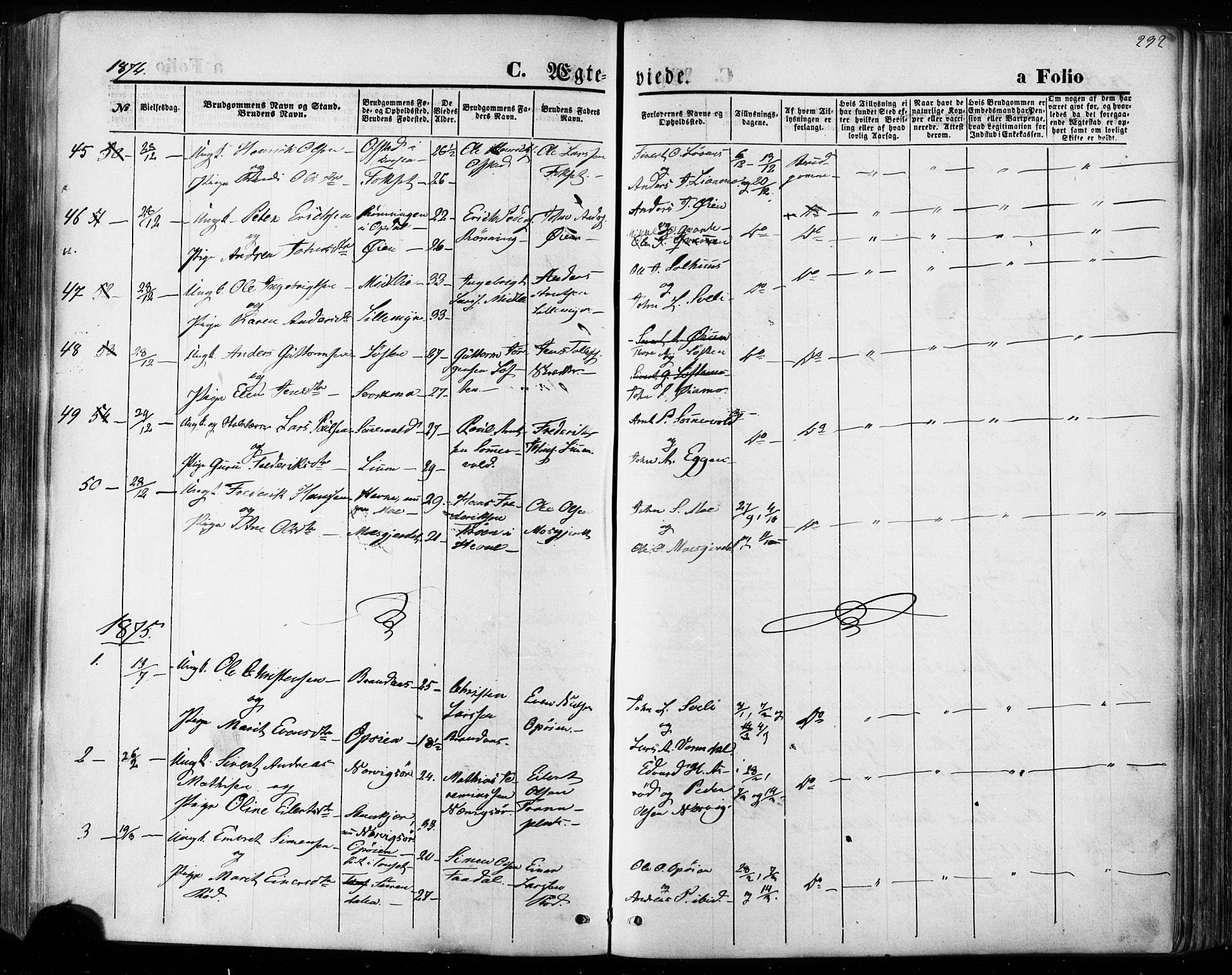 Ministerialprotokoller, klokkerbøker og fødselsregistre - Sør-Trøndelag, AV/SAT-A-1456/668/L0807: Parish register (official) no. 668A07, 1870-1880, p. 292