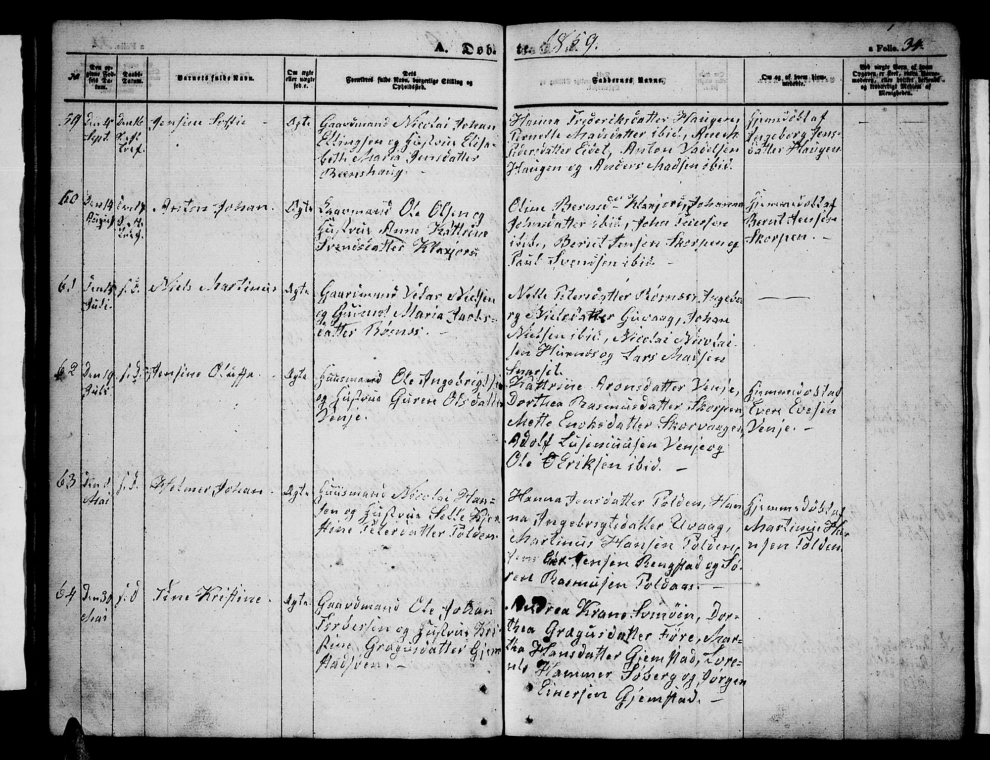 Ministerialprotokoller, klokkerbøker og fødselsregistre - Nordland, AV/SAT-A-1459/891/L1313: Parish register (copy) no. 891C02, 1856-1870, p. 34