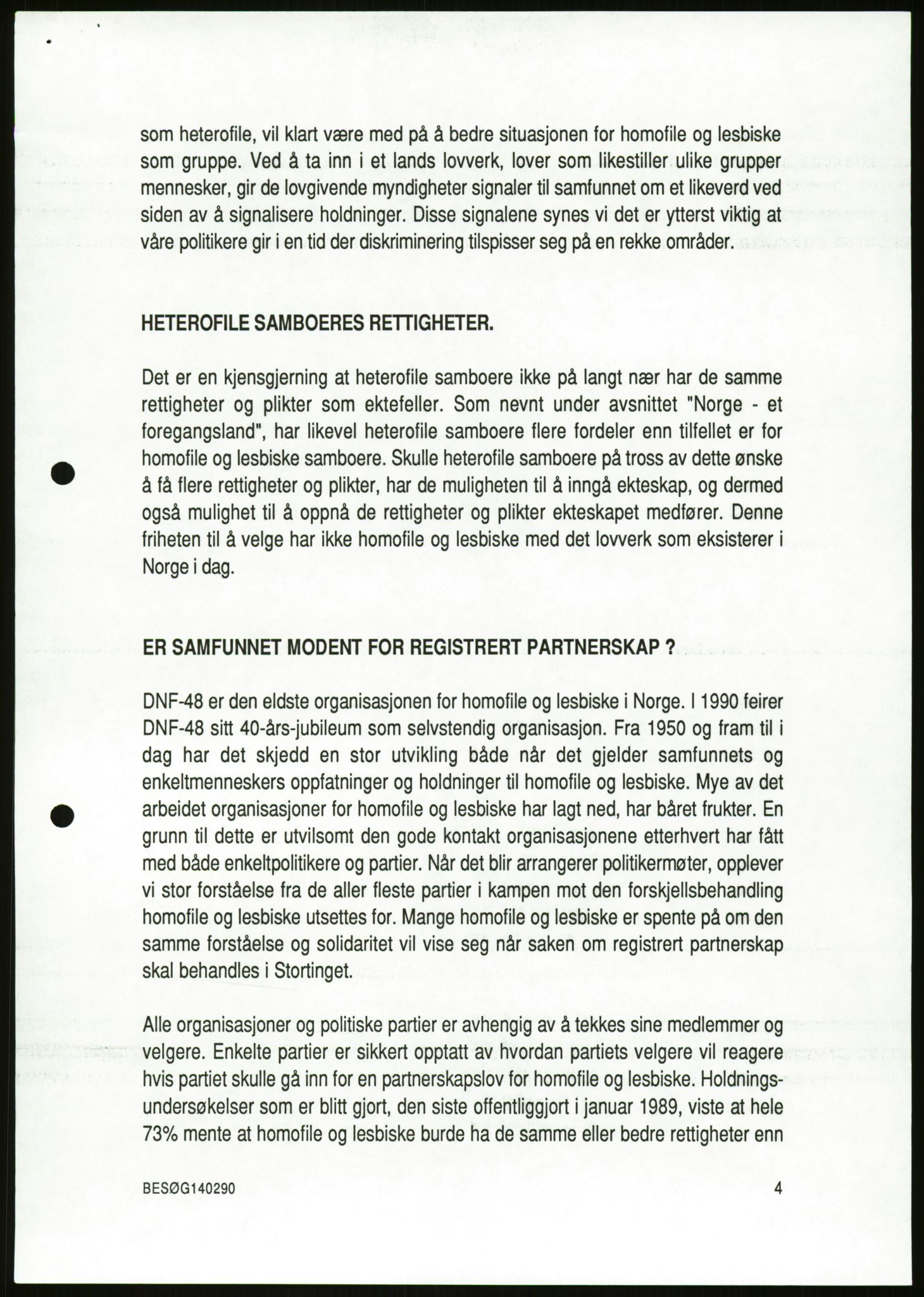 Det Norske Forbundet av 1948/Landsforeningen for Lesbisk og Homofil Frigjøring, AV/RA-PA-1216/D/Da/L0001: Partnerskapsloven, 1990-1993, p. 395