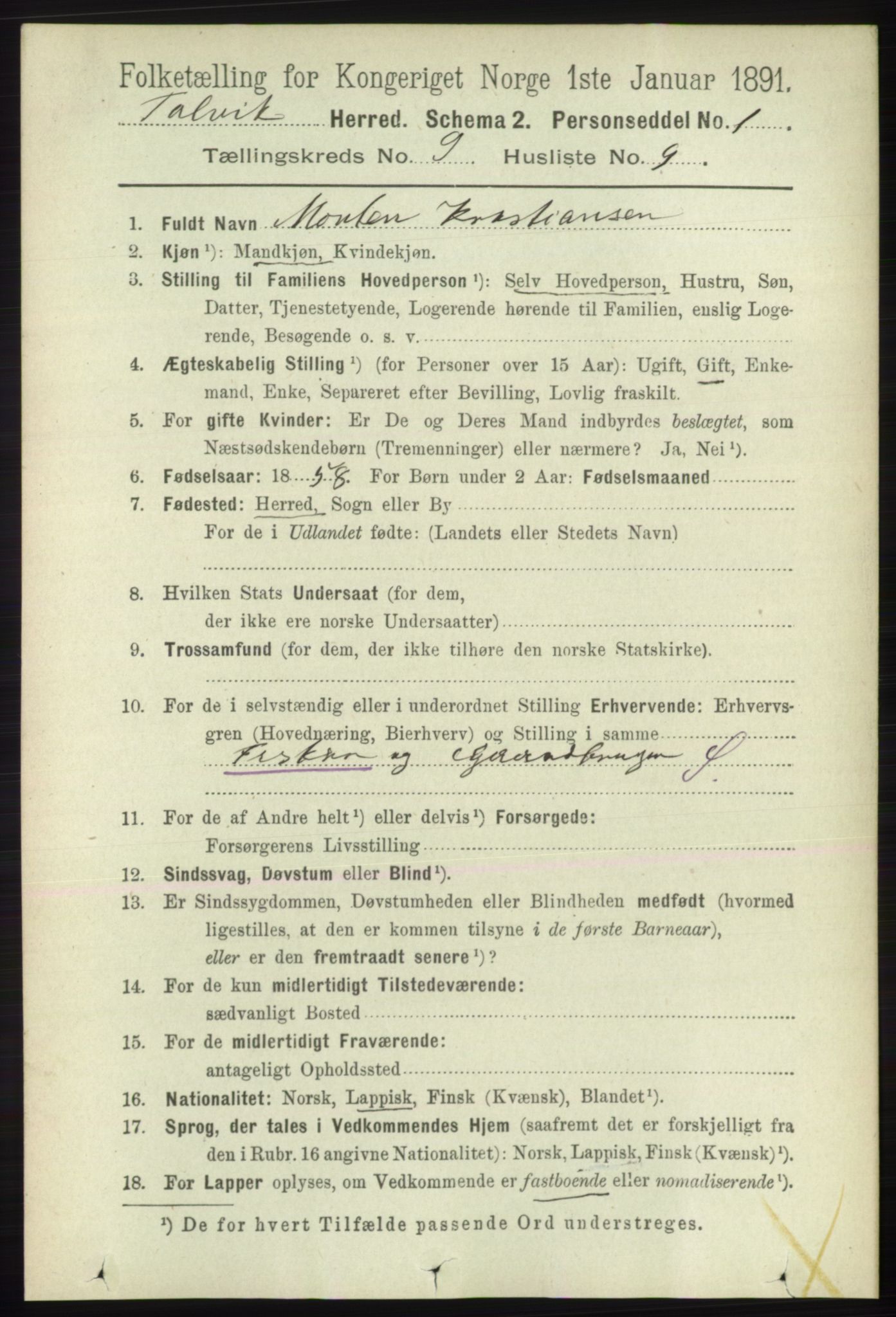 RA, 1891 census for 2013 Talvik, 1891, p. 2217