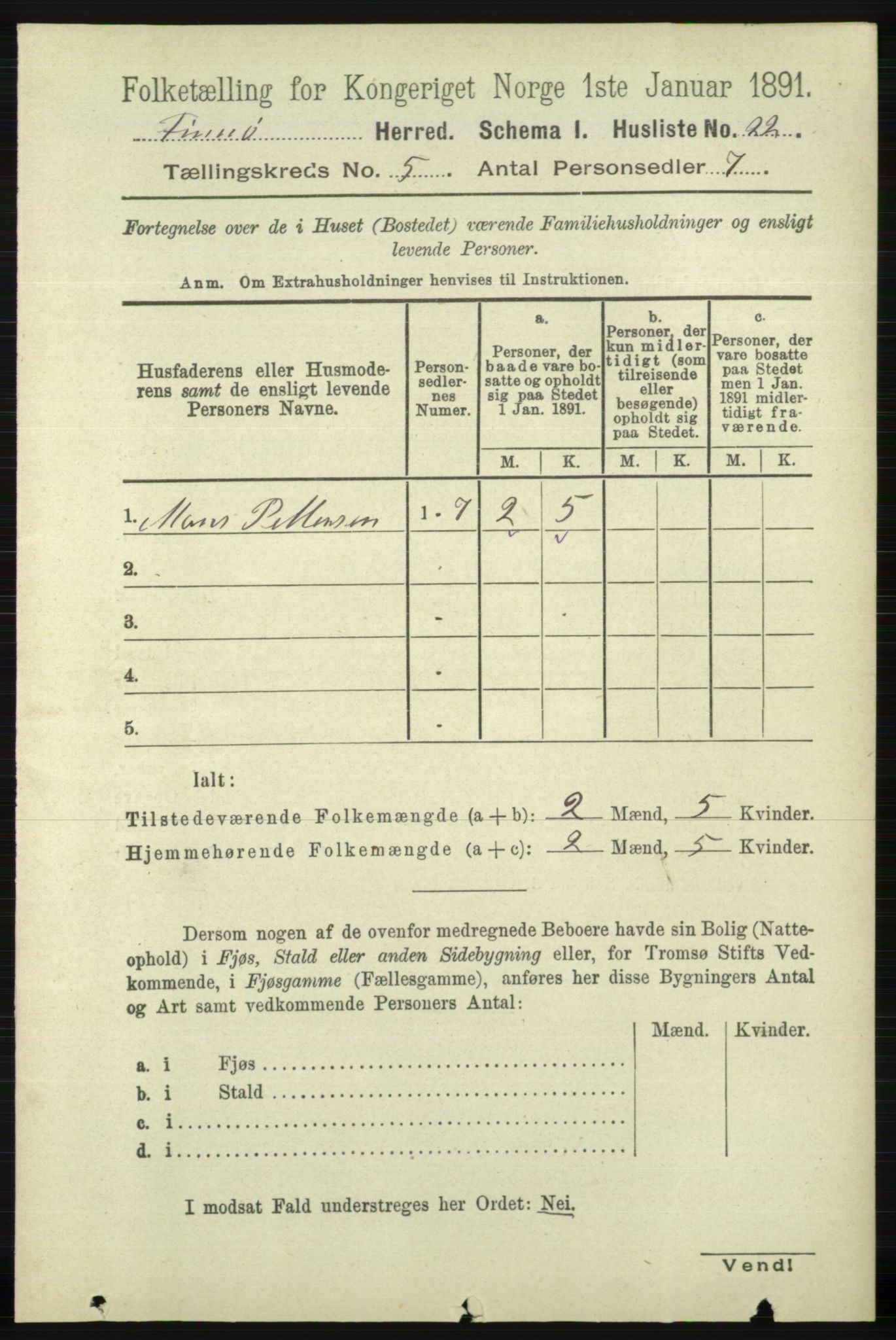 RA, 1891 census for 1141 Finnøy, 1891, p. 1106