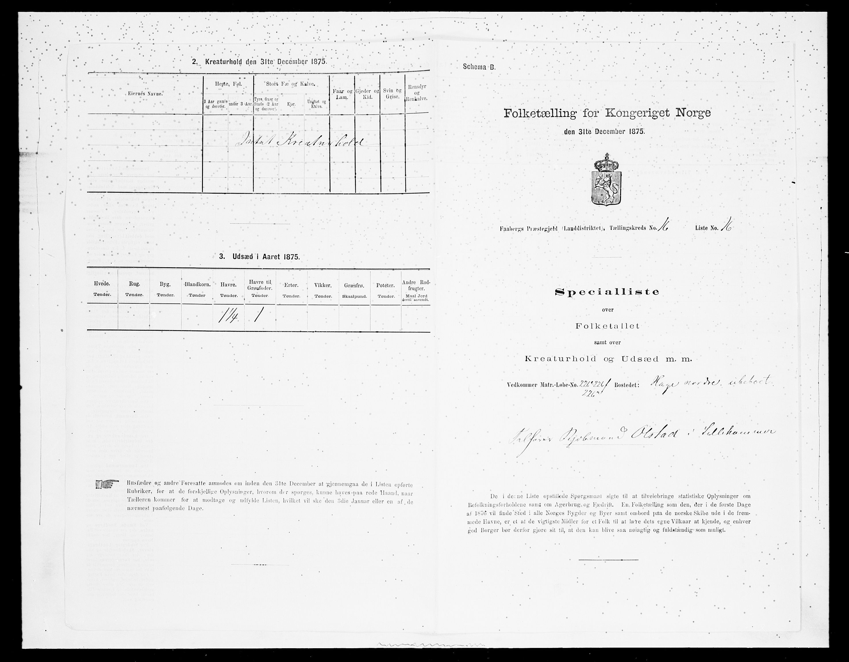 SAH, 1875 census for 0524L Fåberg/Fåberg og Lillehammer, 1875, p. 1947