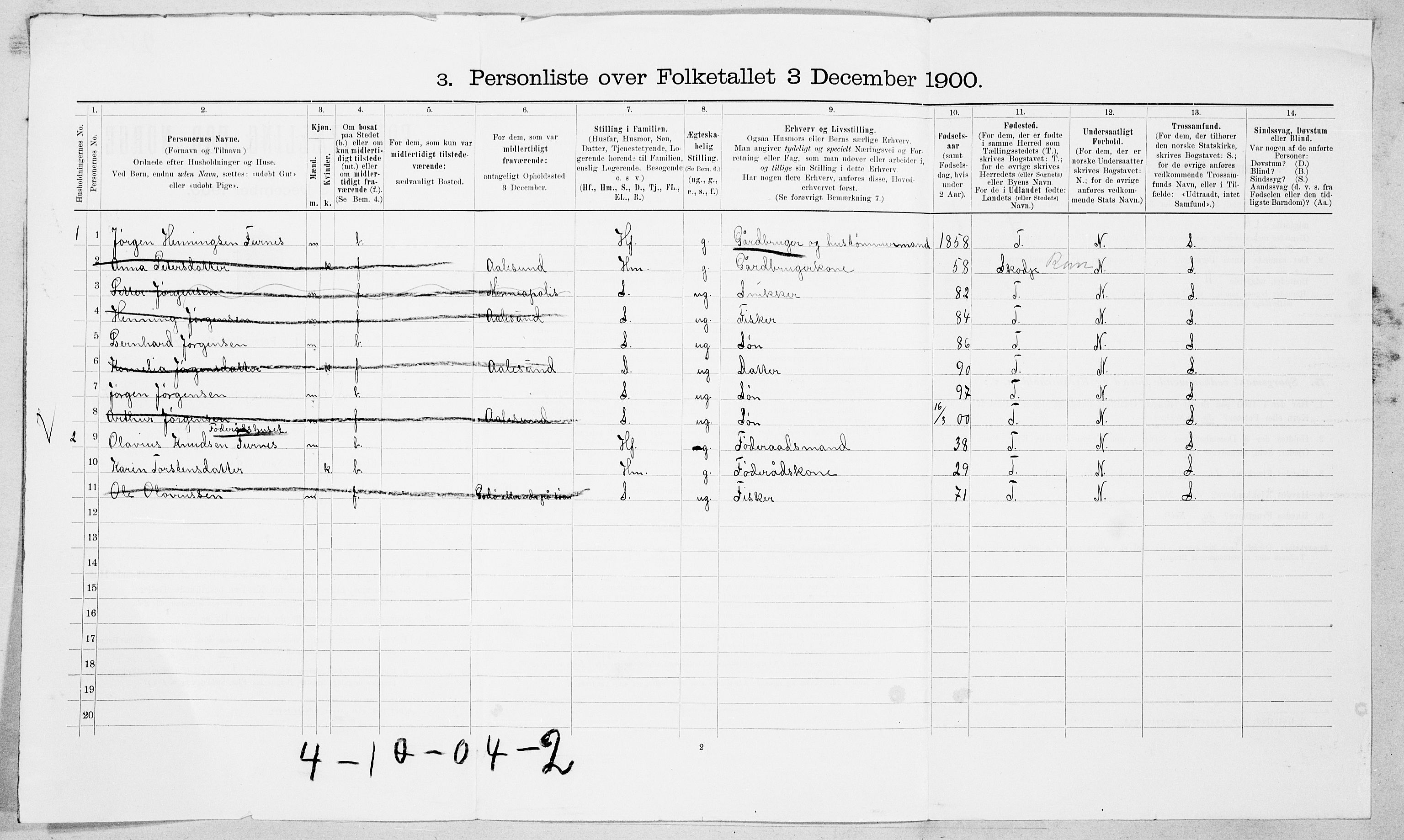 SAT, 1900 census for Borgund, 1900, p. 810