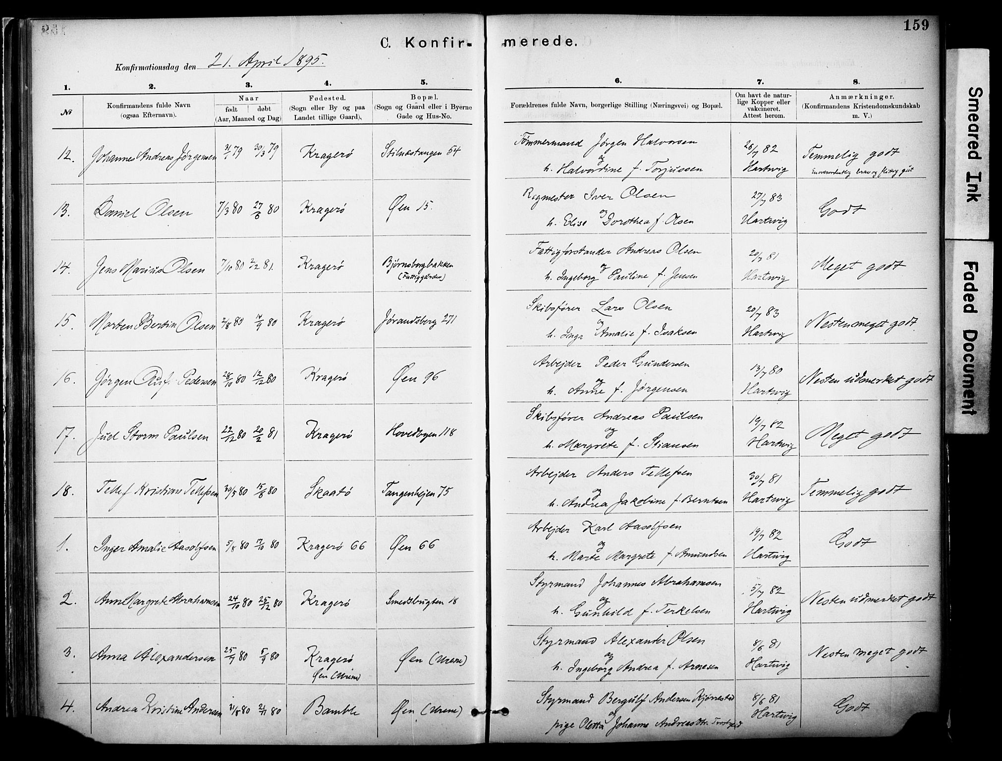 Kragerø kirkebøker, SAKO/A-278/F/Fa/L0012: Parish register (official) no. 12, 1880-1904, p. 159