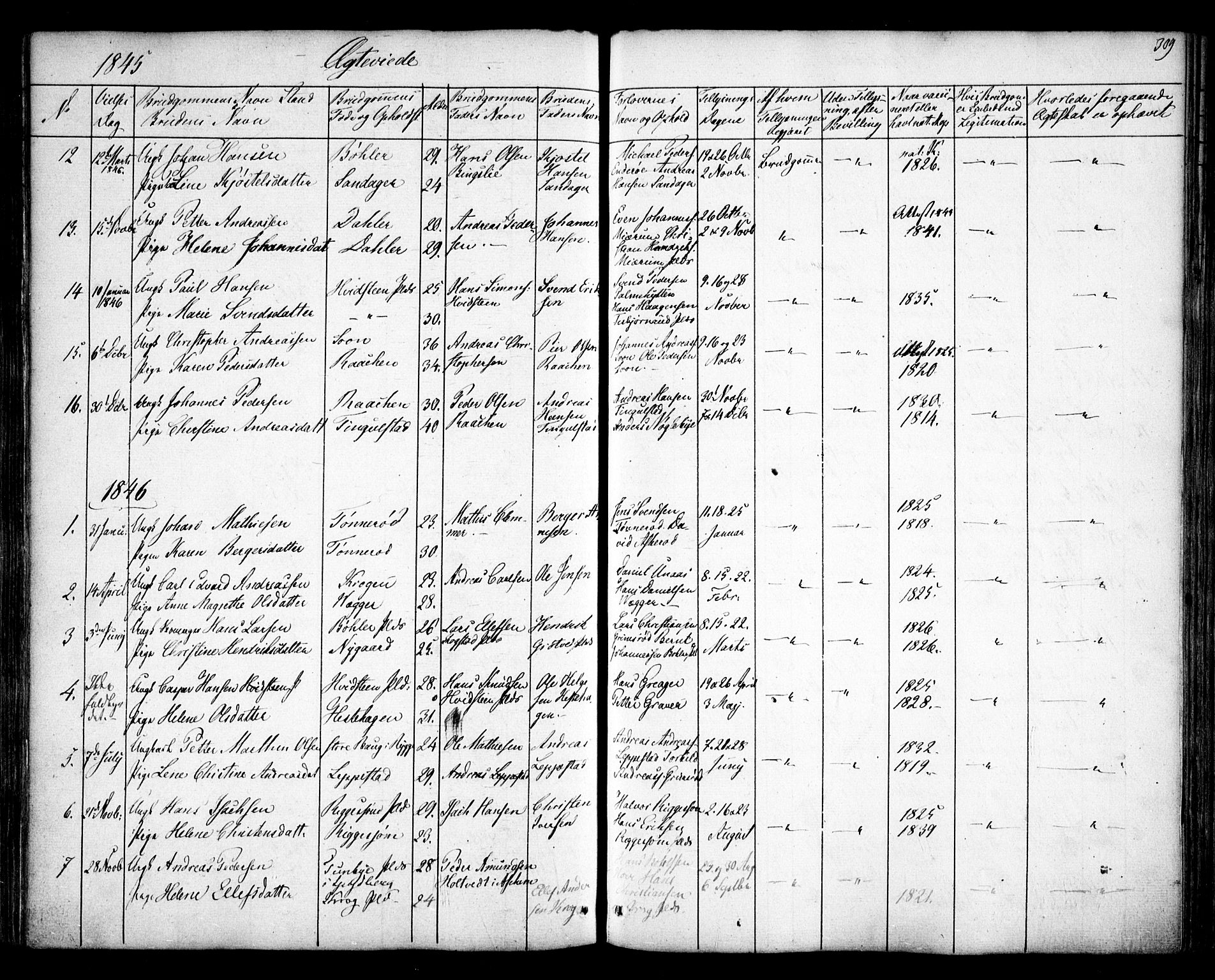 Hobøl prestekontor Kirkebøker, AV/SAO-A-2002/F/Fa/L0003: Parish register (official) no. I 3, 1842-1864, p. 309