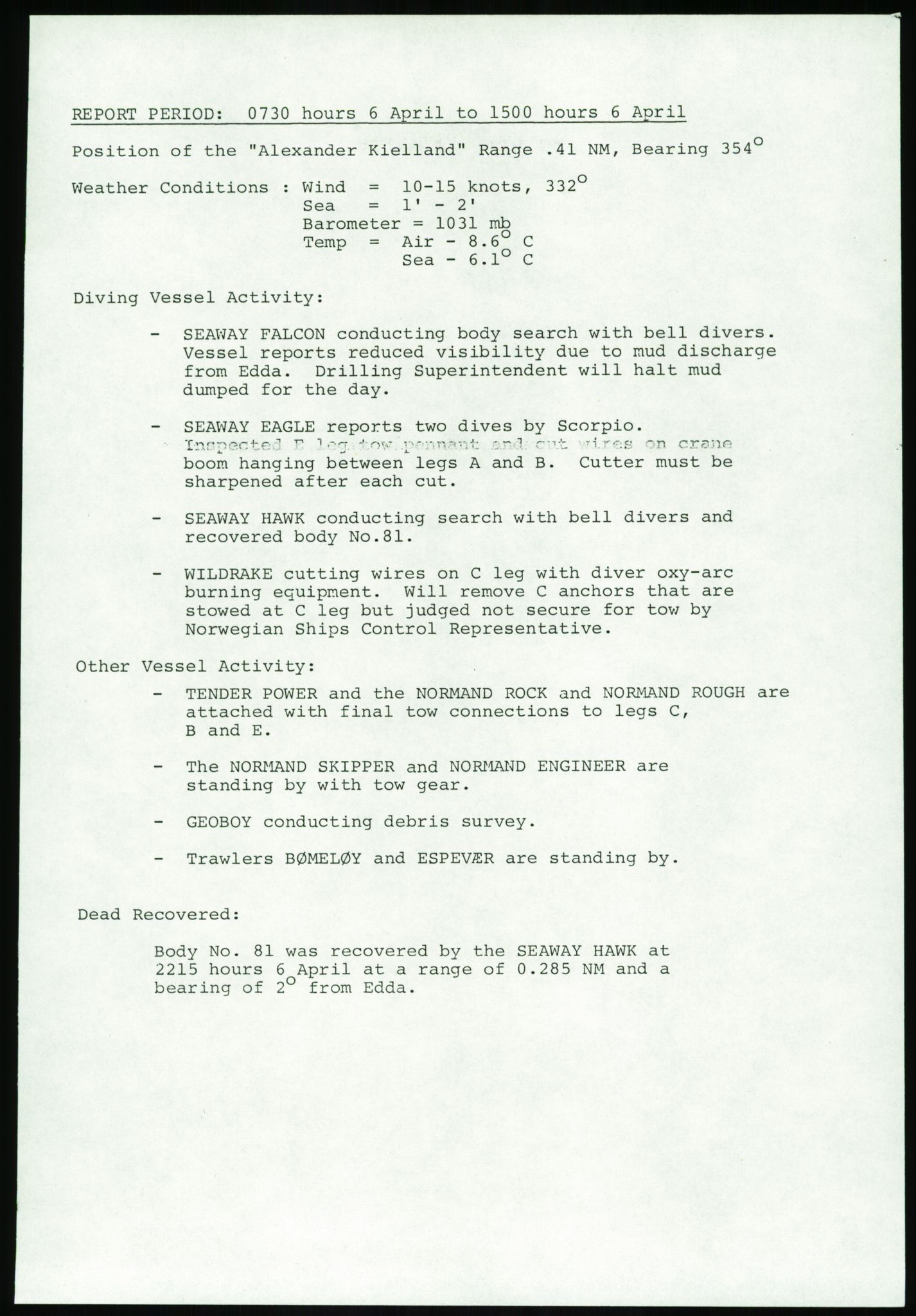 Justisdepartementet, Granskningskommisjonen ved Alexander Kielland-ulykken 27.3.1980, AV/RA-S-1165/D/L0017: P Hjelpefartøy (Doku.liste + P1-P6 av 6)/Q Hovedredningssentralen (Q0-Q27 av 27), 1980-1981, p. 109