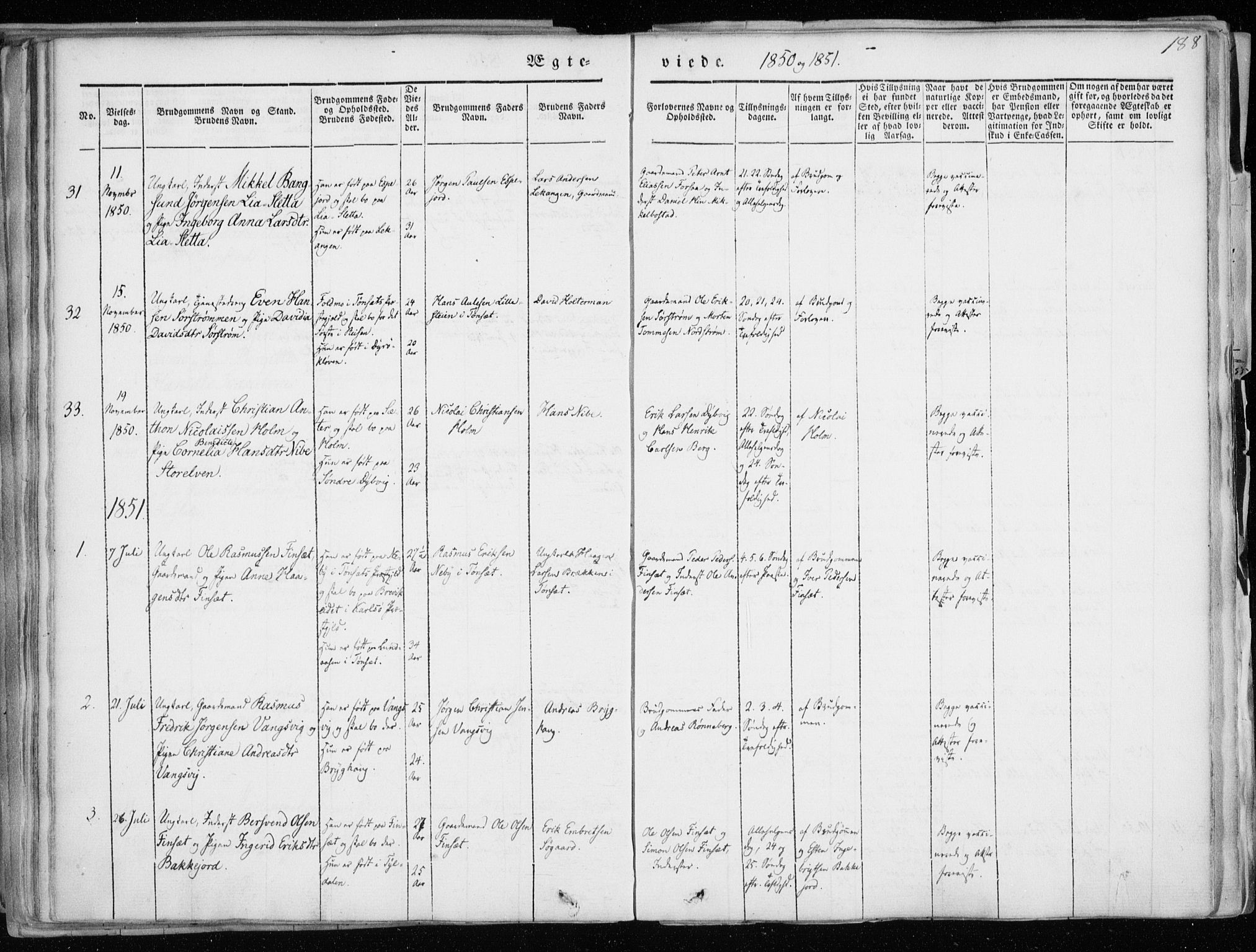 Tranøy sokneprestkontor, SATØ/S-1313/I/Ia/Iaa/L0006kirke: Parish register (official) no. 6, 1844-1855, p. 188