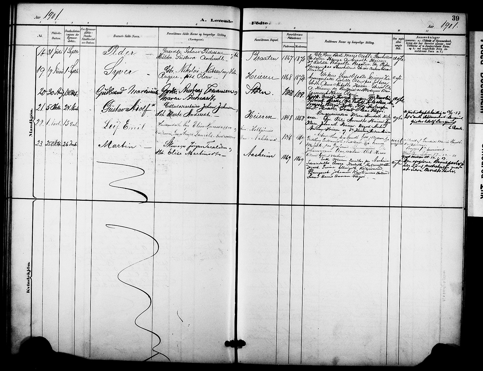 Hole kirkebøker, AV/SAKO-A-228/F/Fb/L0002: Parish register (official) no. II 2, 1892-1906, p. 39