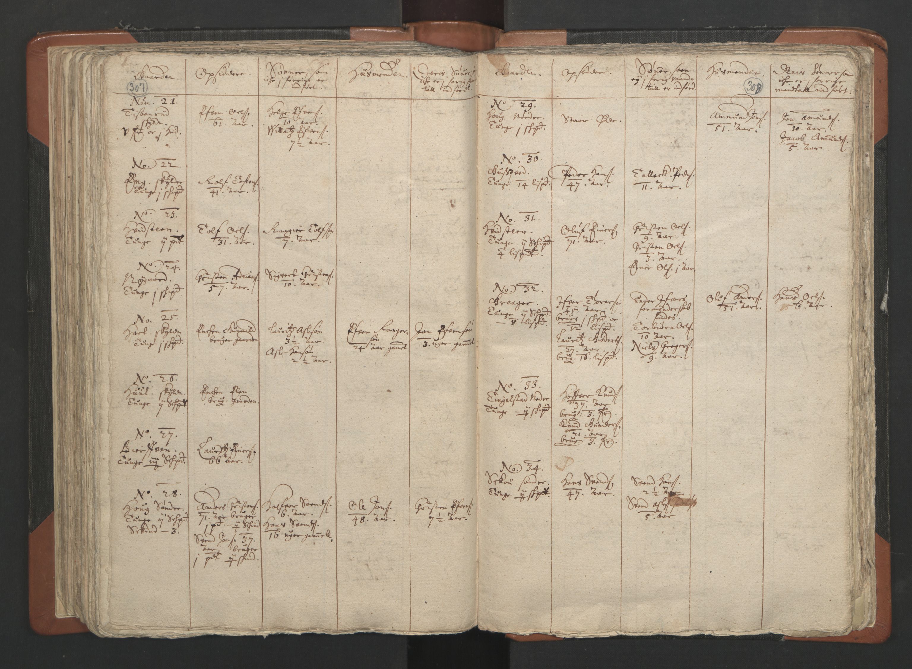 RA, Vicar's Census 1664-1666, no. 2: Øvre Borgesyssel deanery, 1664-1666, p. 307-308