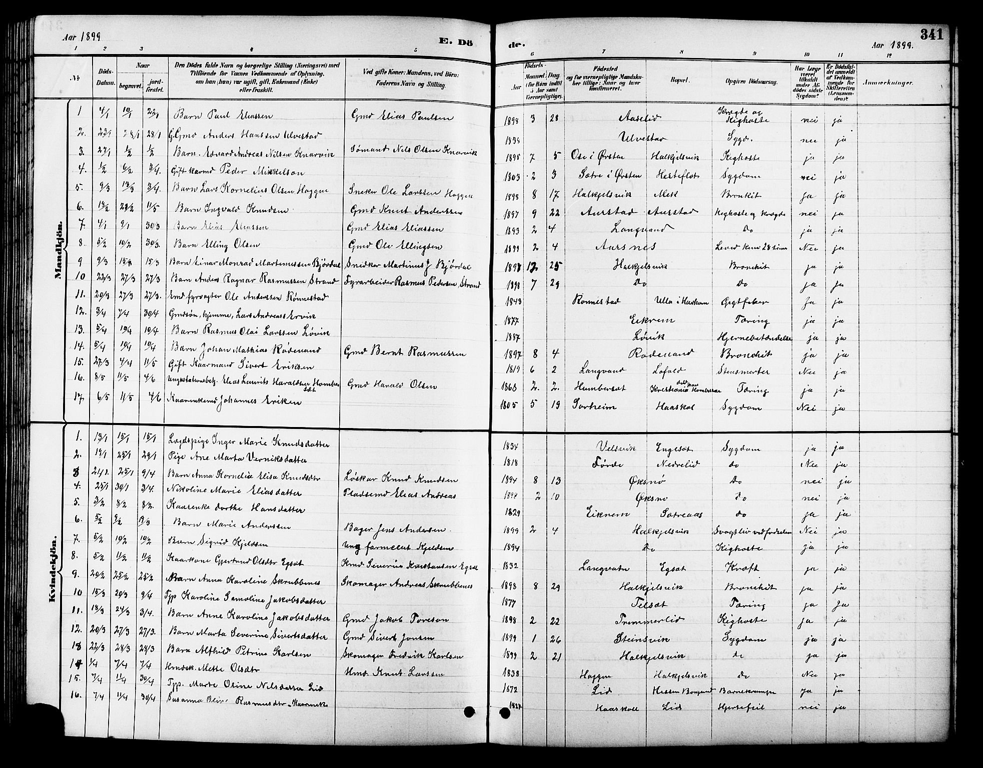 Ministerialprotokoller, klokkerbøker og fødselsregistre - Møre og Romsdal, AV/SAT-A-1454/511/L0158: Parish register (copy) no. 511C04, 1884-1903, p. 341