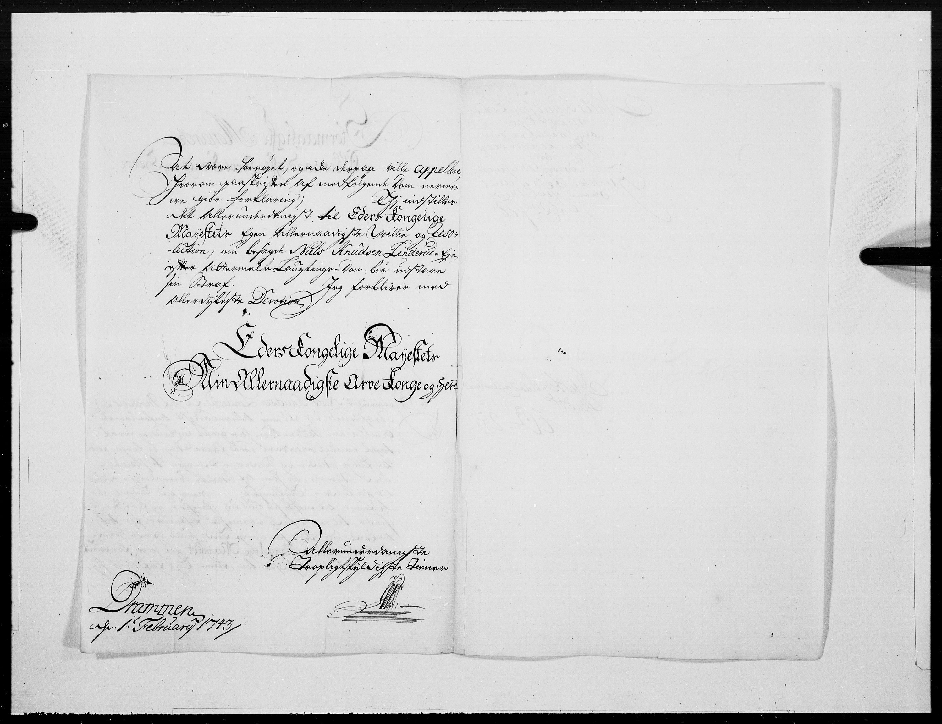 Danske Kanselli 1572-1799, AV/RA-EA-3023/F/Fc/Fcc/Fcca/L0137: Norske innlegg 1572-1799, 1743, p. 233