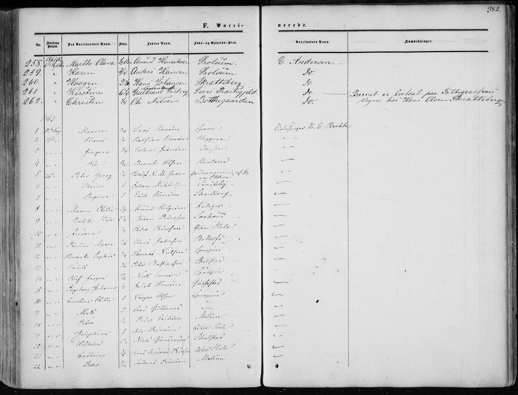 Modum kirkebøker, SAKO/A-234/F/Fa/L0009: Parish register (official) no. 9, 1860-1864, p. 382