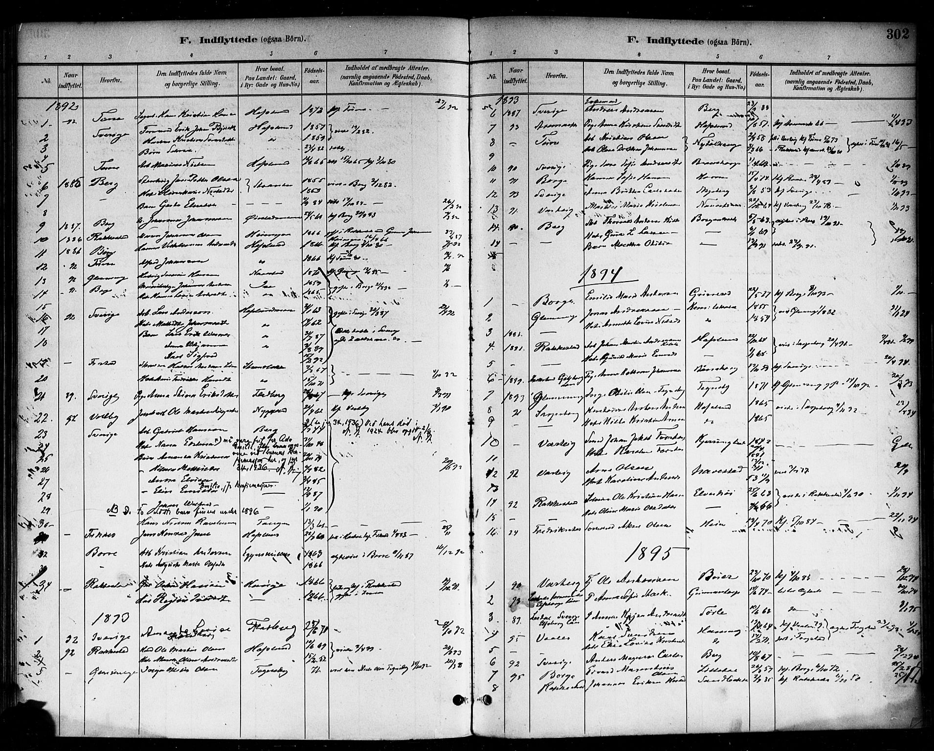 Skjeberg prestekontor Kirkebøker, SAO/A-10923/F/Fa/L0009: Parish register (official) no. I 9, 1886-1897, p. 302
