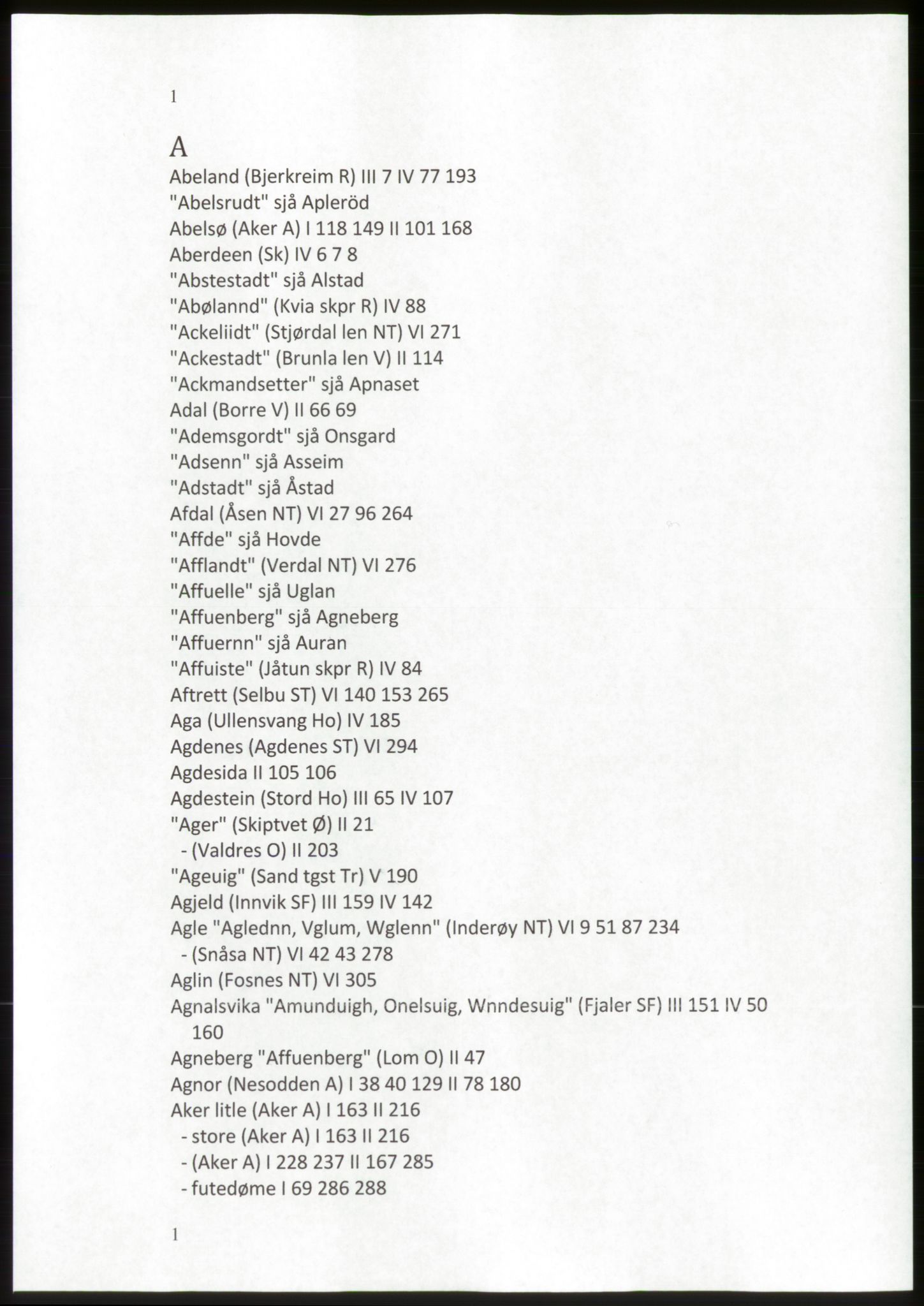 Publikasjoner utgitt av Arkivverket, PUBL/PUBL-001/C/0009: Stedsnavnregister, 1548-1567, p. 1