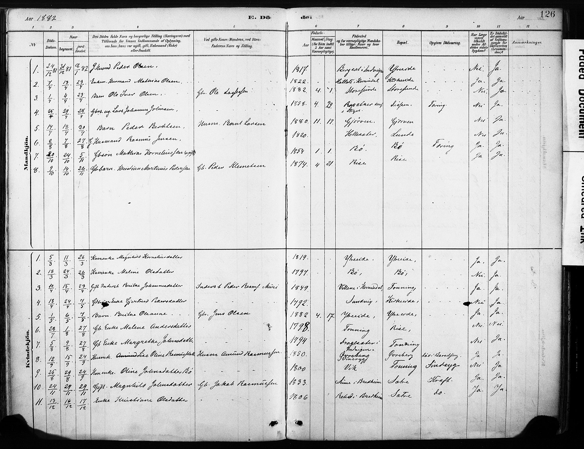 Stryn Sokneprestembete, AV/SAB-A-82501: Parish register (official) no. B 1, 1878-1907, p. 126