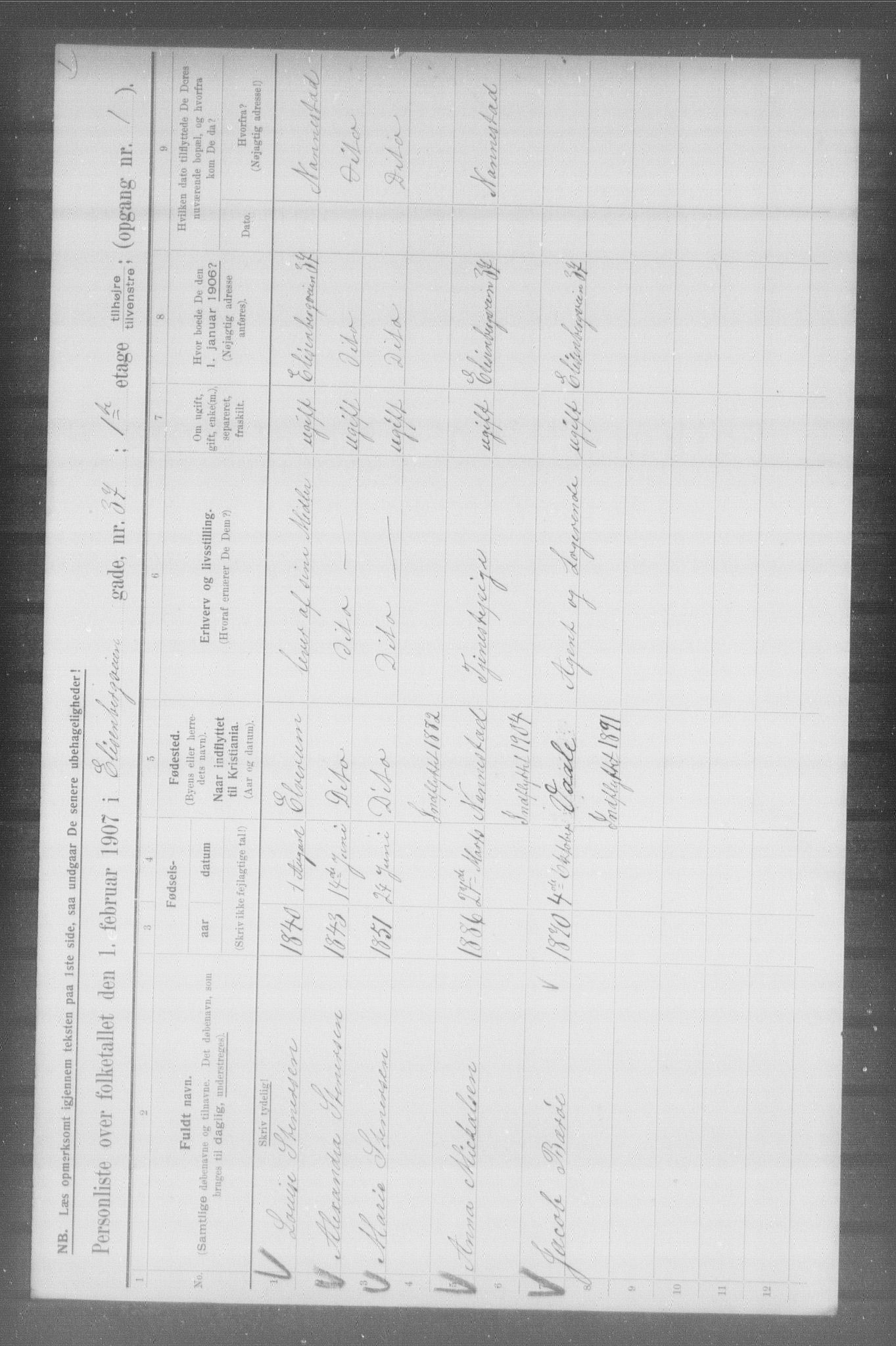 OBA, Municipal Census 1907 for Kristiania, 1907, p. 10502