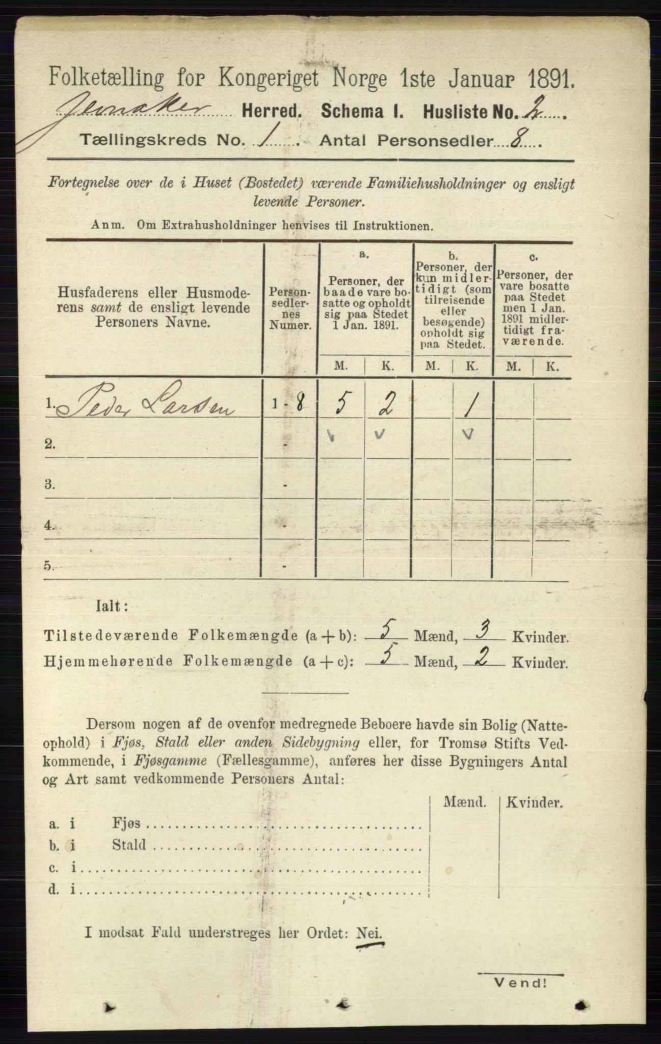 RA, 1891 census for 0532 Jevnaker, 1891, p. 35