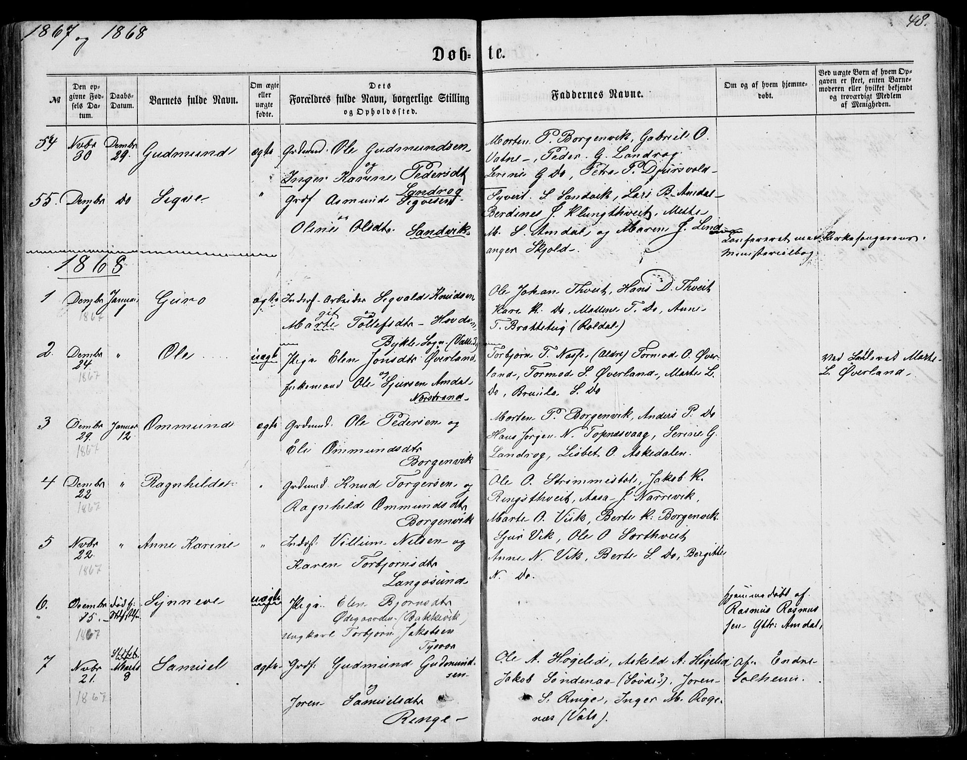 Nedstrand sokneprestkontor, AV/SAST-A-101841/01/IV: Parish register (official) no. A 9, 1861-1876, p. 48