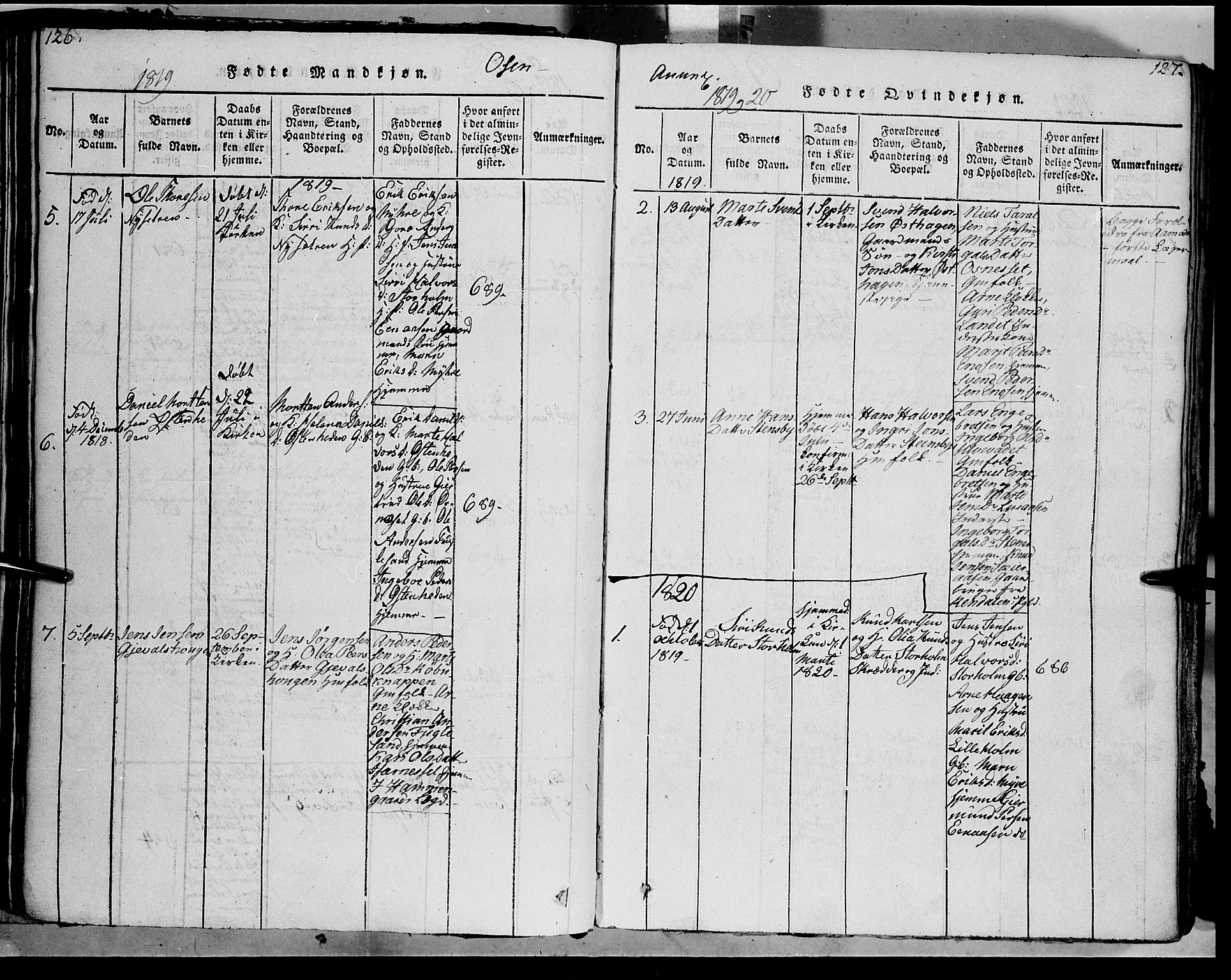 Trysil prestekontor, AV/SAH-PREST-046/H/Ha/Haa/L0003: Parish register (official) no. 3 /2, 1814-1842, p. 126-127