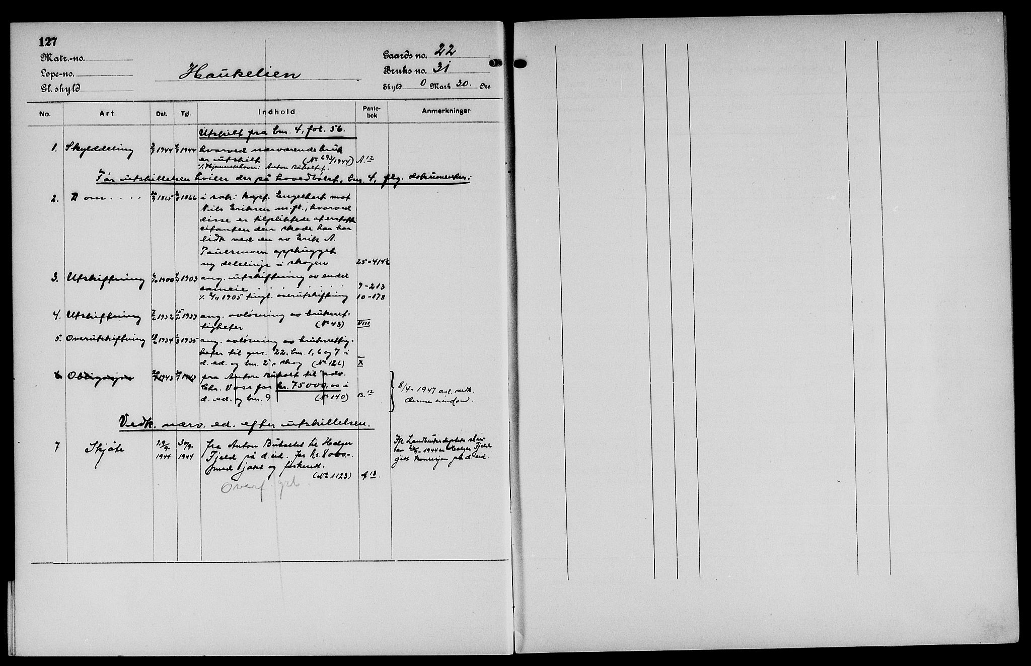 Vinger og Odal sorenskriveri, SAH/TING-022/H/Ha/Hac/Hacc/L0004: Mortgage register no. 3.4, 1923, p. 127