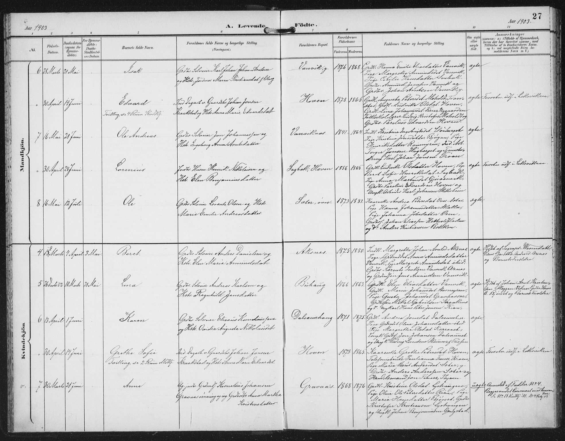 Ministerialprotokoller, klokkerbøker og fødselsregistre - Nord-Trøndelag, AV/SAT-A-1458/702/L0024: Parish register (official) no. 702A02, 1898-1914, p. 27