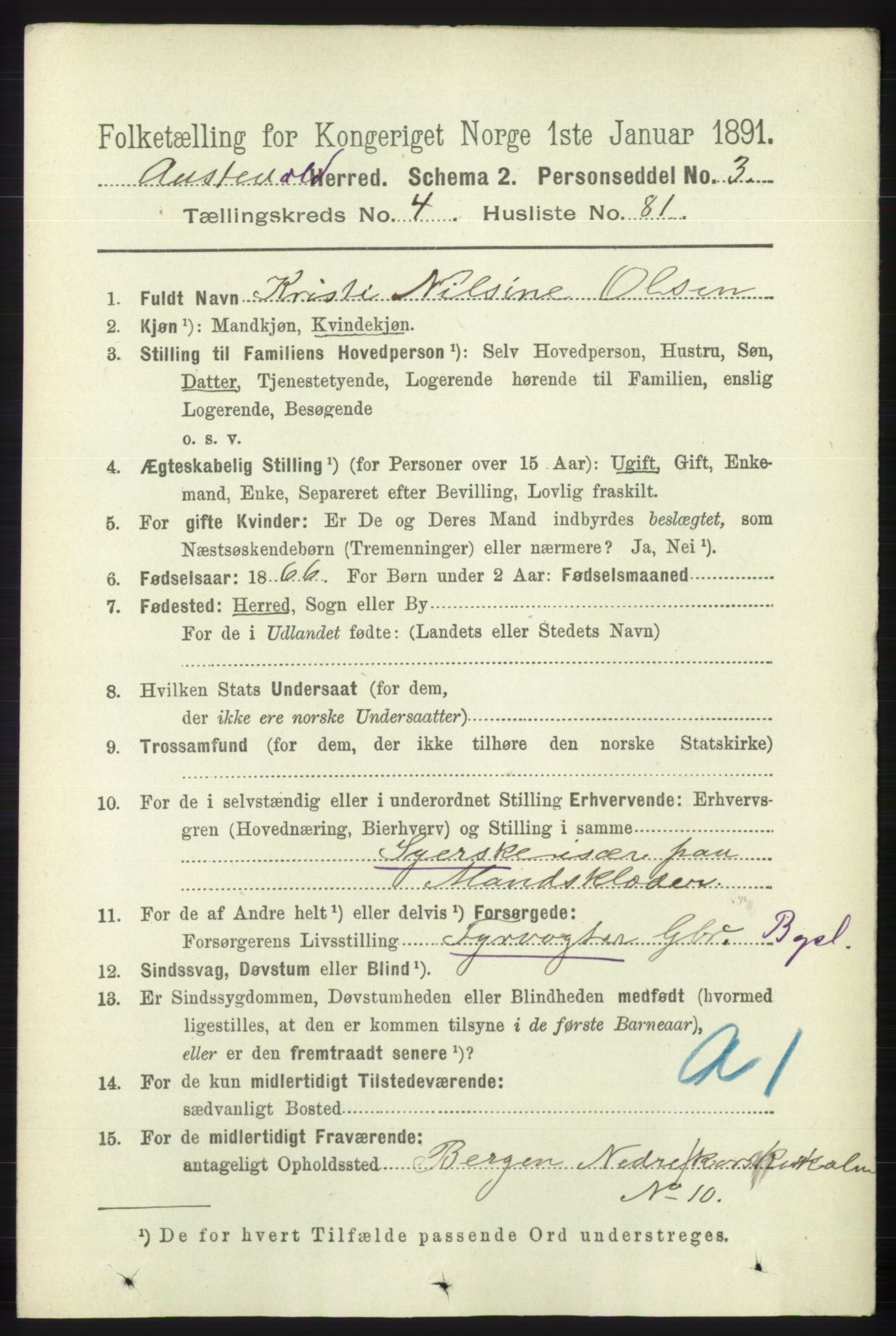 RA, 1891 census for 1244 Austevoll, 1891, p. 1898