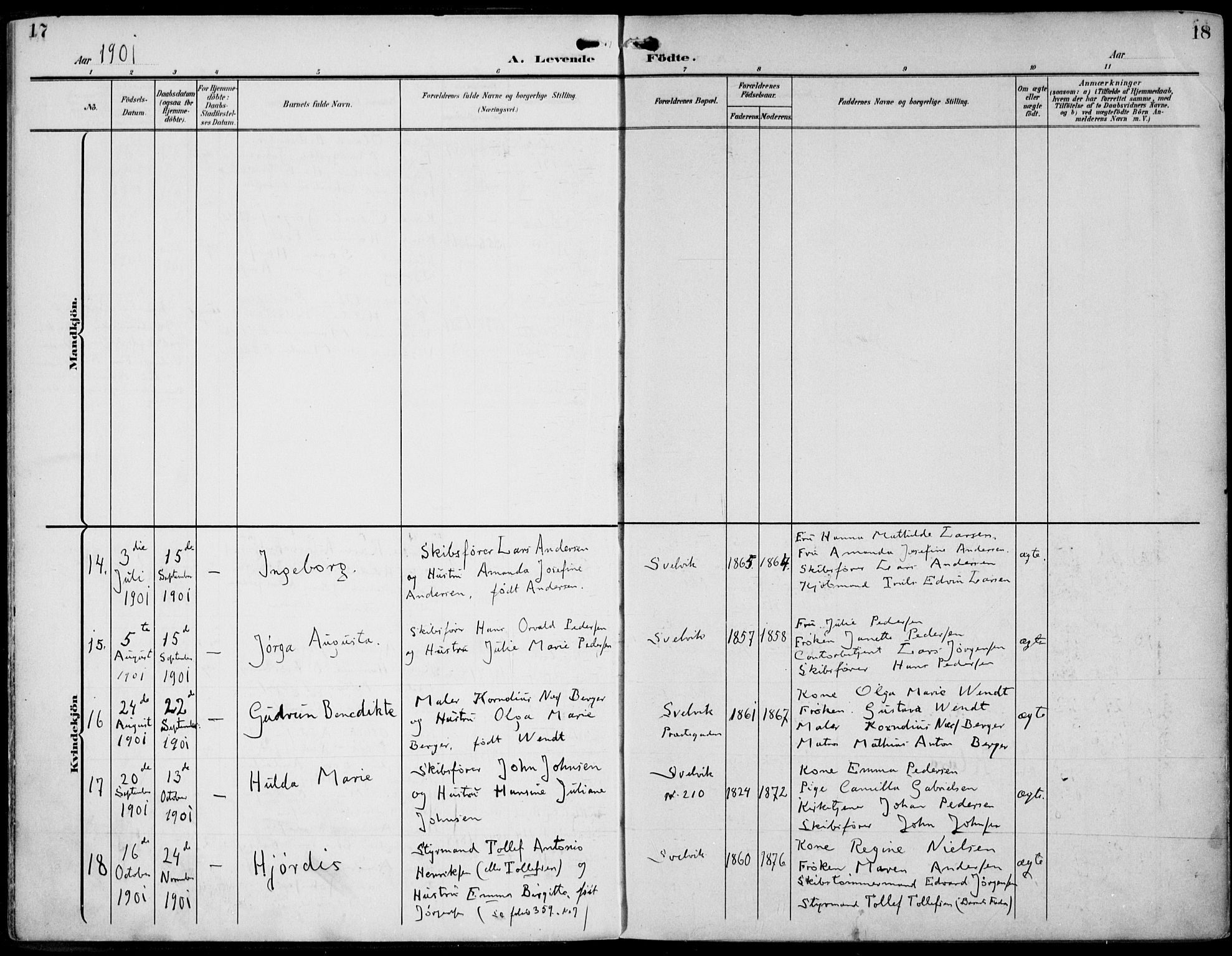 Strømm kirkebøker, AV/SAKO-A-322/F/Fb/L0002: Parish register (official) no. II 2, 1900-1919, p. 17-18