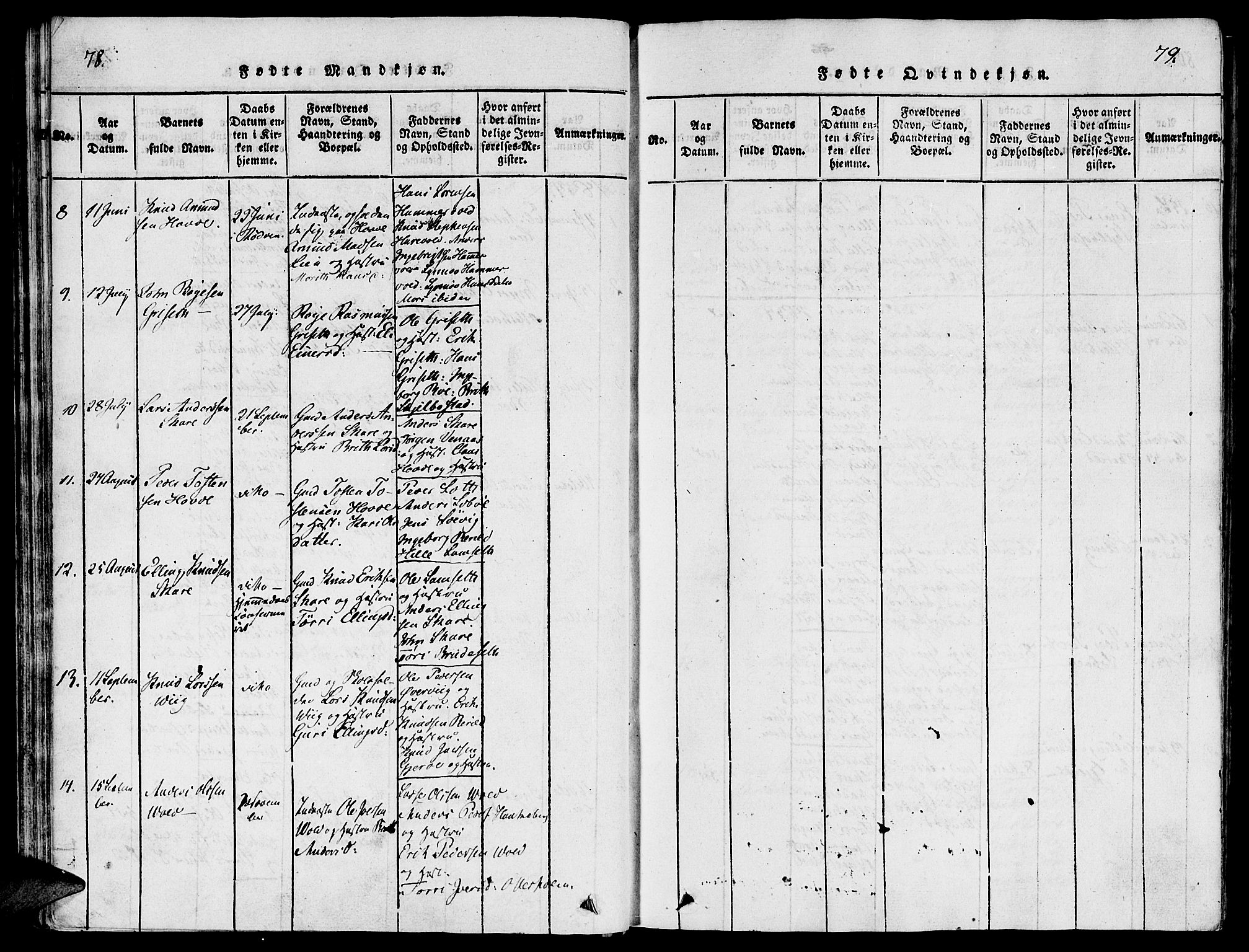 Ministerialprotokoller, klokkerbøker og fødselsregistre - Møre og Romsdal, AV/SAT-A-1454/543/L0561: Parish register (official) no. 543A01, 1818-1853, p. 78-79