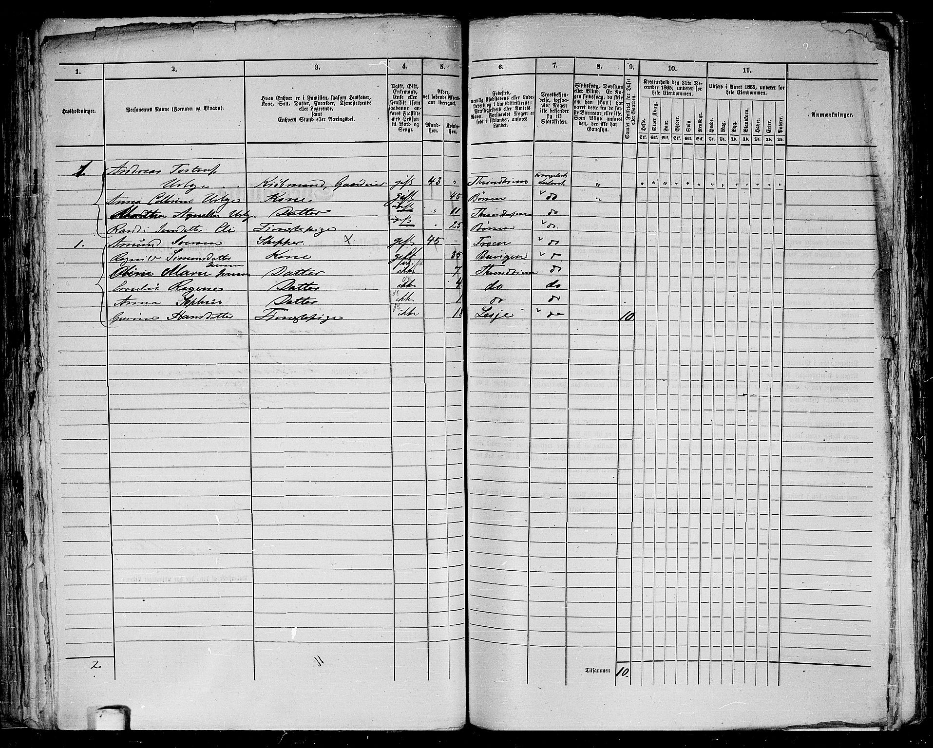 RA, 1865 census for Trondheim, 1865, p. 181