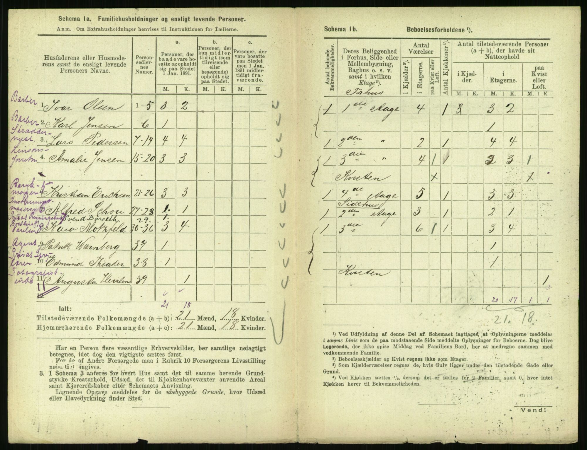 RA, 1891 census for 0301 Kristiania, 1891, p. 5421