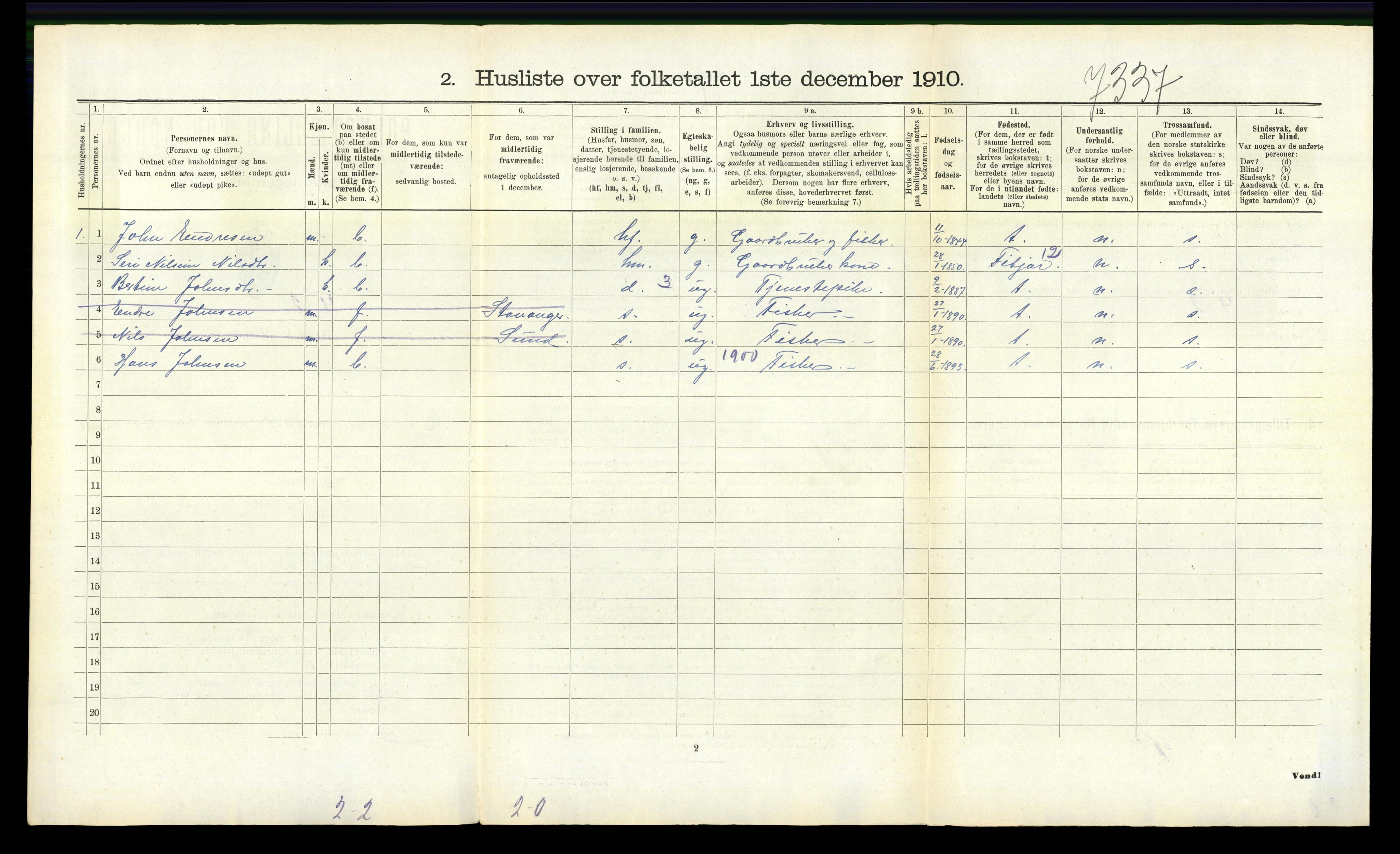 RA, 1910 census for Finnås, 1910, p. 501