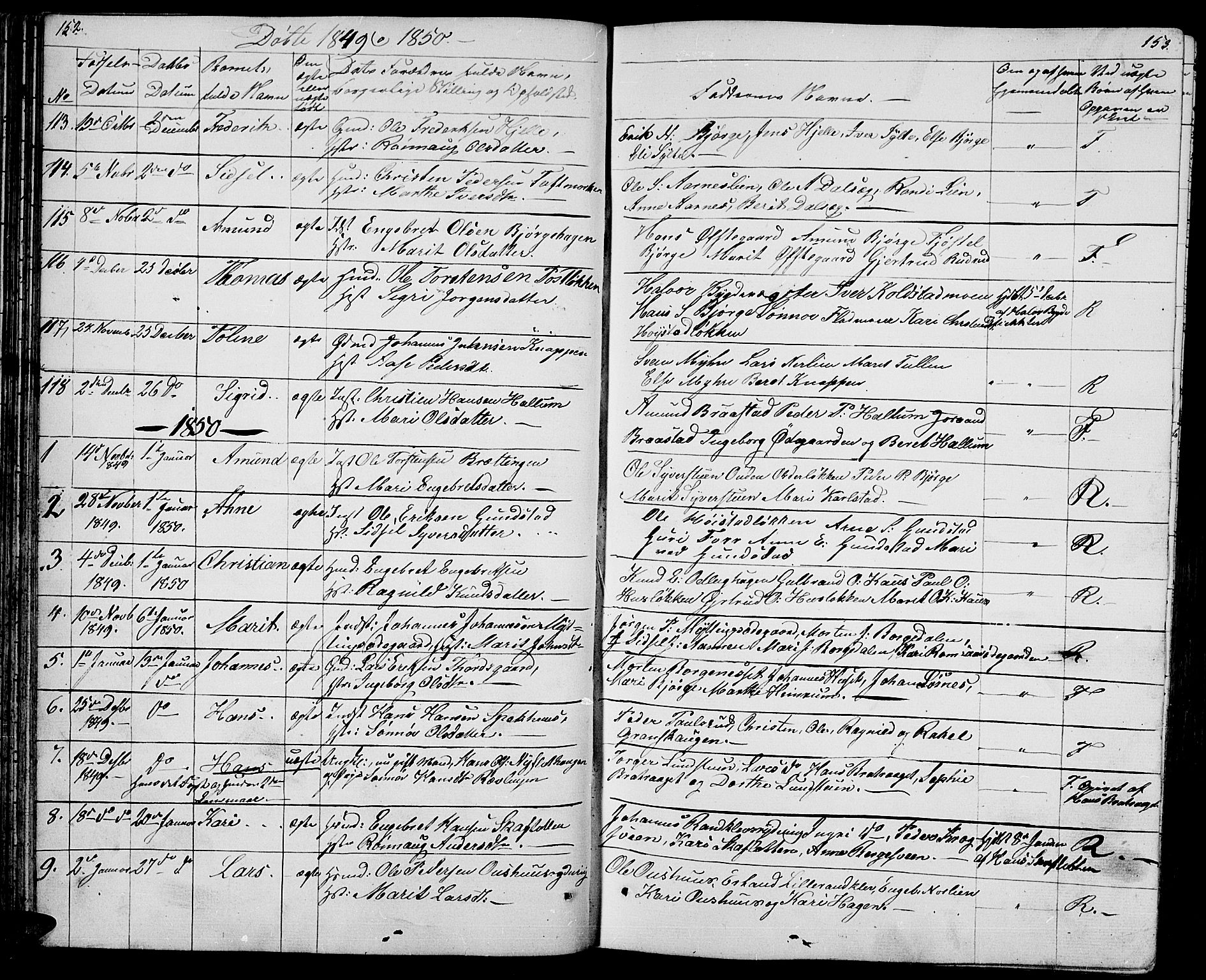 Ringebu prestekontor, SAH/PREST-082/H/Ha/Hab/L0002: Parish register (copy) no. 2, 1839-1853, p. 152-153