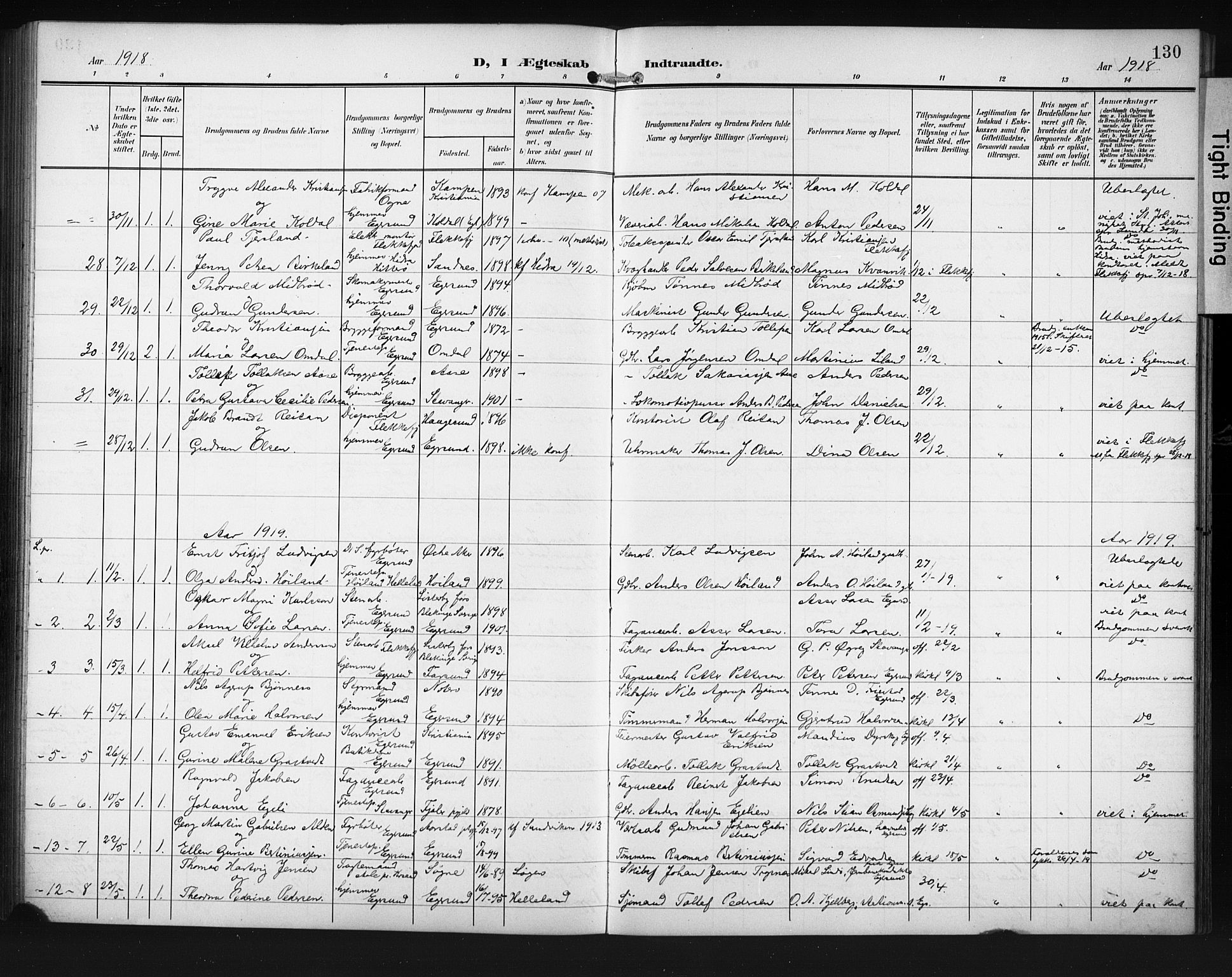 Eigersund sokneprestkontor, AV/SAST-A-101807/S09/L0012: Parish register (copy) no. B 12, 1908-1930, p. 130