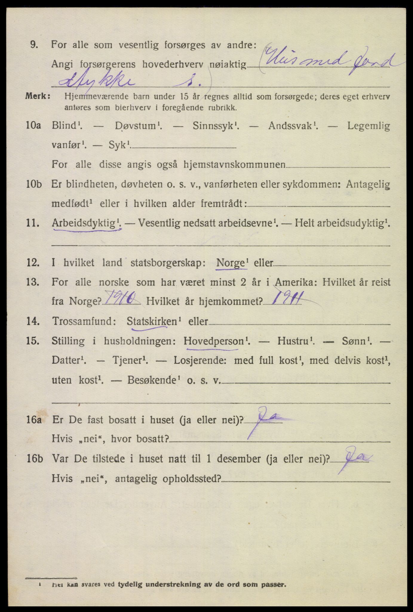SAK, 1920 census for Tonstad, 1920, p. 1321