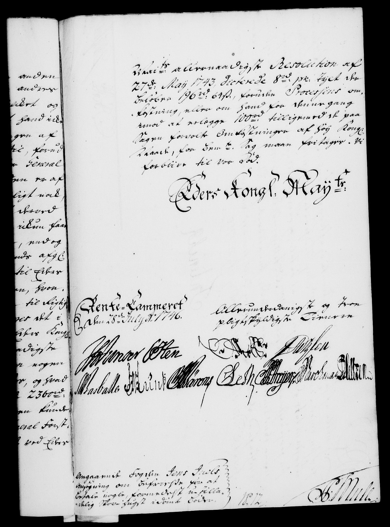 Rentekammeret, Kammerkanselliet, AV/RA-EA-3111/G/Gf/Gfa/L0029: Norsk relasjons- og resolusjonsprotokoll (merket RK 52.29), 1746-1747, p. 32