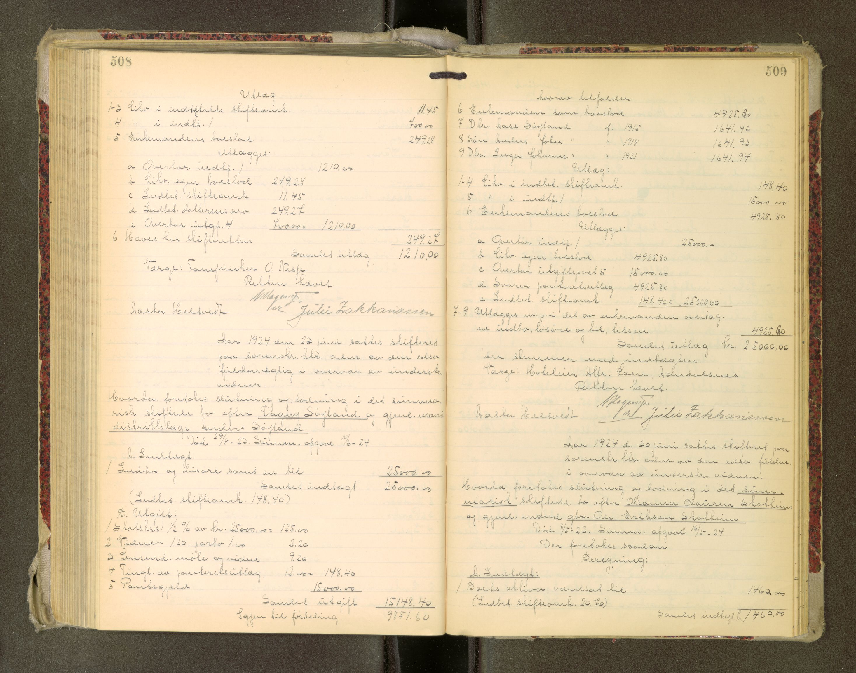 Romsdal sorenskriveri, AV/SAT-A-4149/1/3/3A/L0022: Skifteutlodnings Protokoll, 1920-1924, p. 508-509