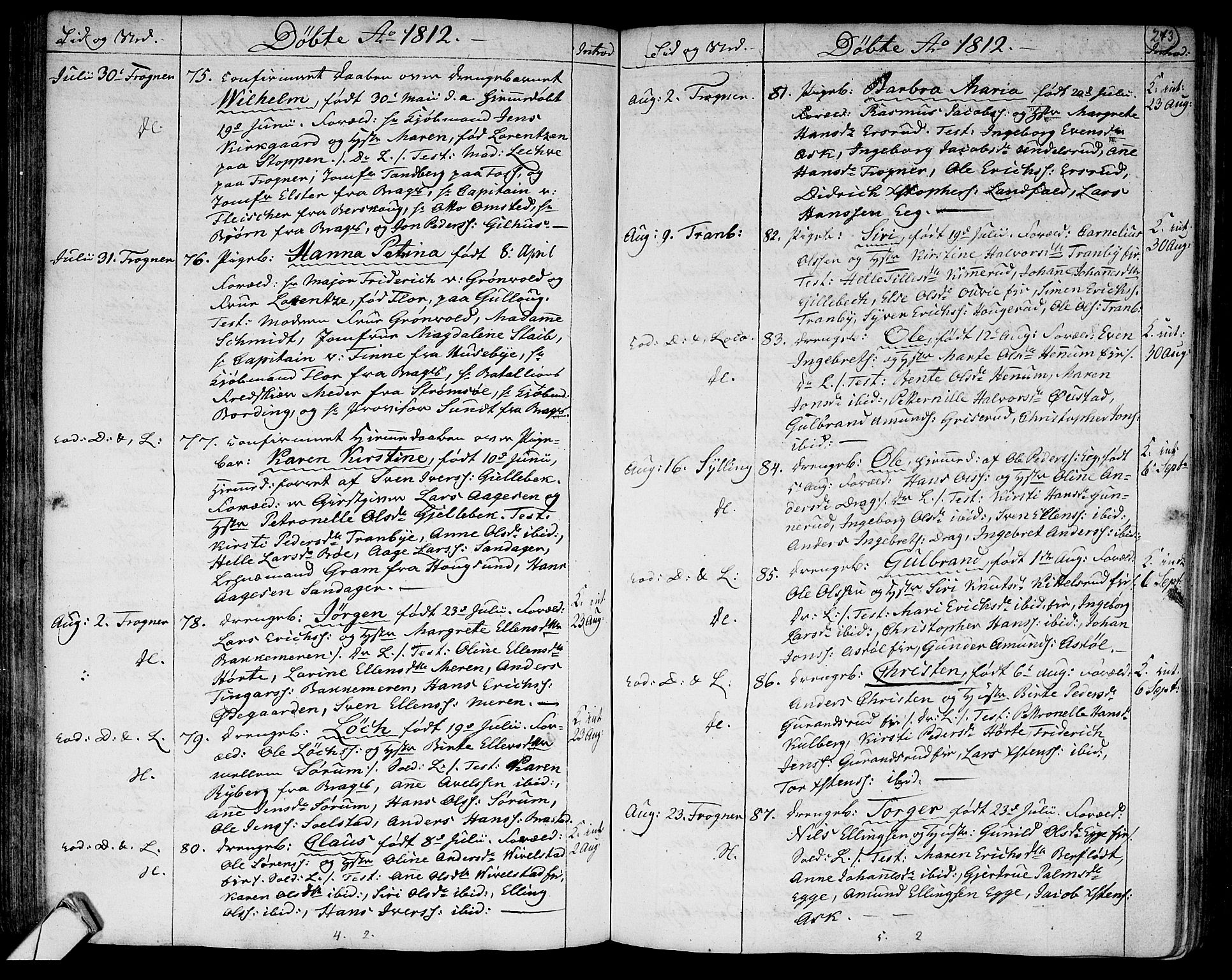 Lier kirkebøker, SAKO/A-230/F/Fa/L0007: Parish register (official) no. I 7, 1794-1813, p. 243