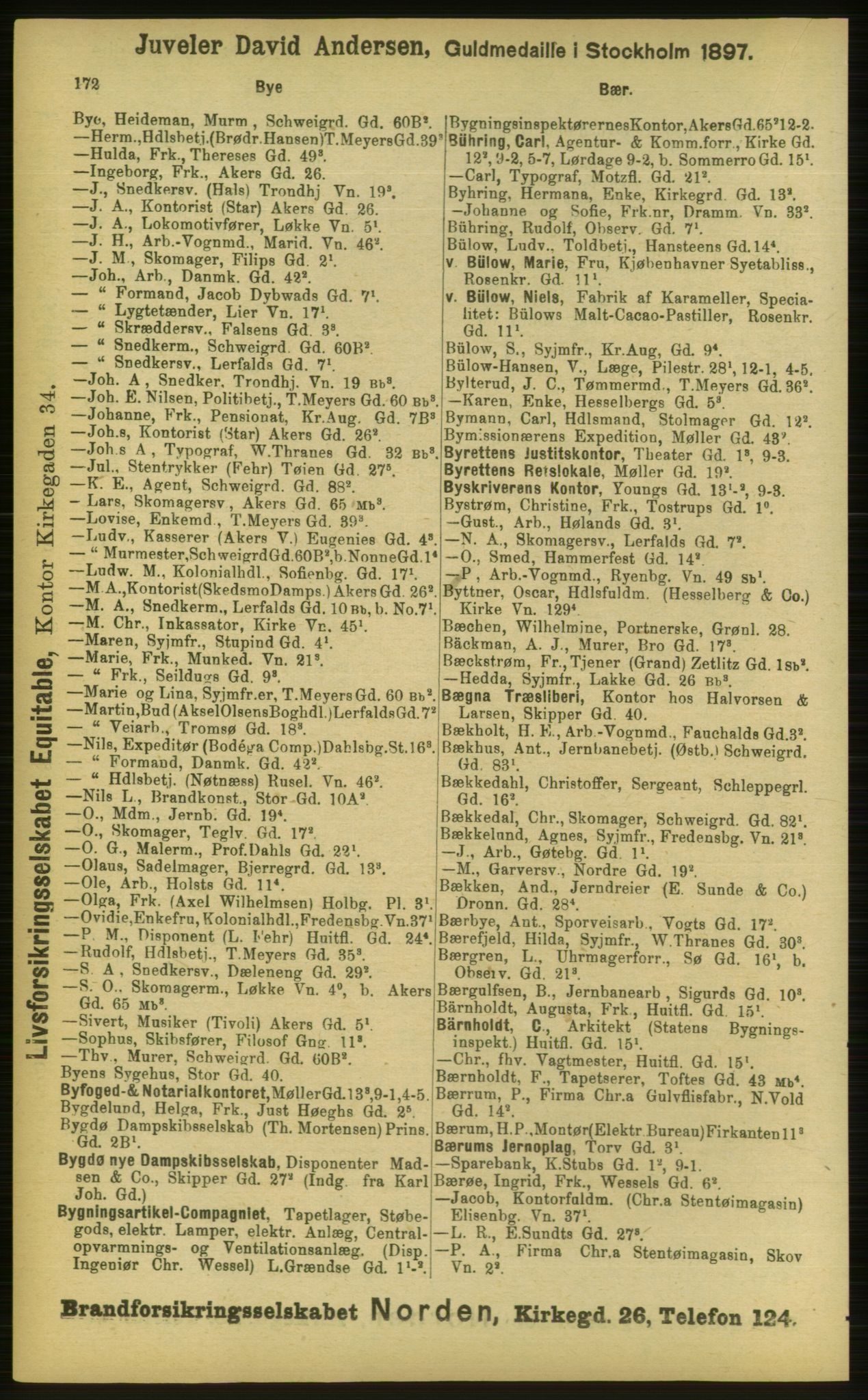 Kristiania/Oslo adressebok, PUBL/-, 1898, p. 172