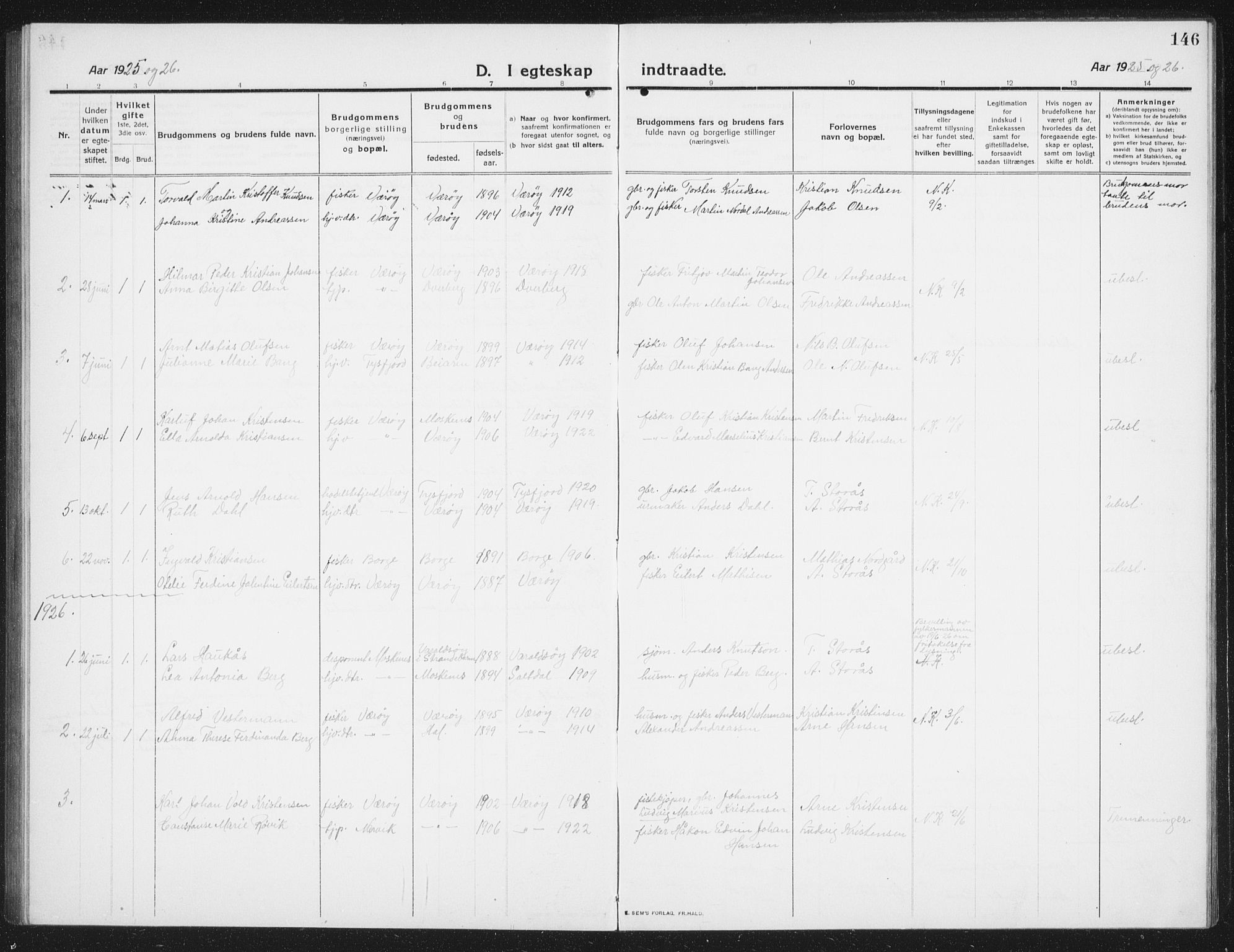 Ministerialprotokoller, klokkerbøker og fødselsregistre - Nordland, AV/SAT-A-1459/807/L0124: Parish register (copy) no. 807C02, 1910-1935, p. 146