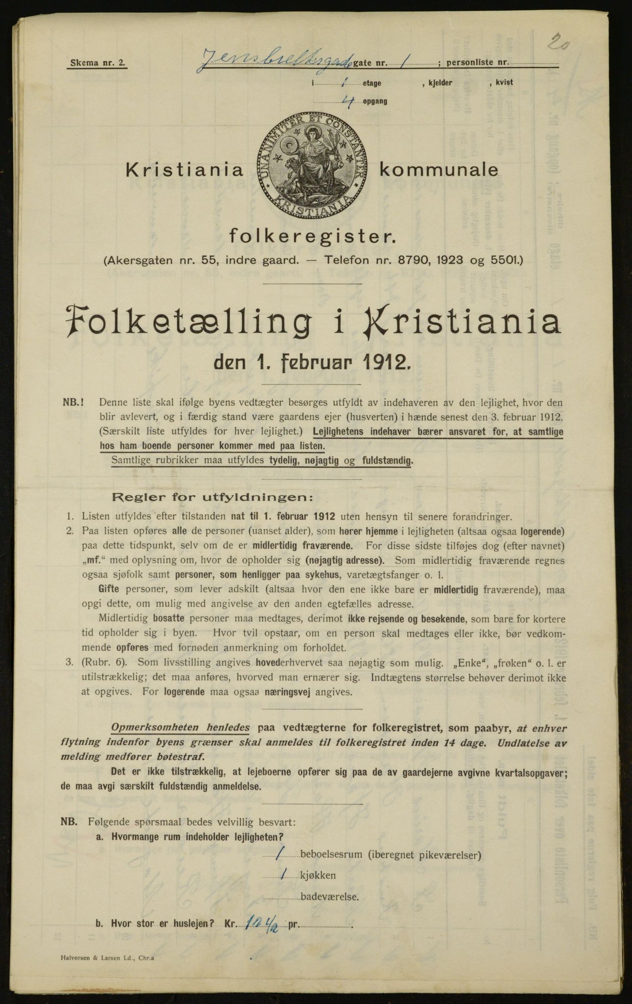 OBA, Municipal Census 1912 for Kristiania, 1912, p. 45768