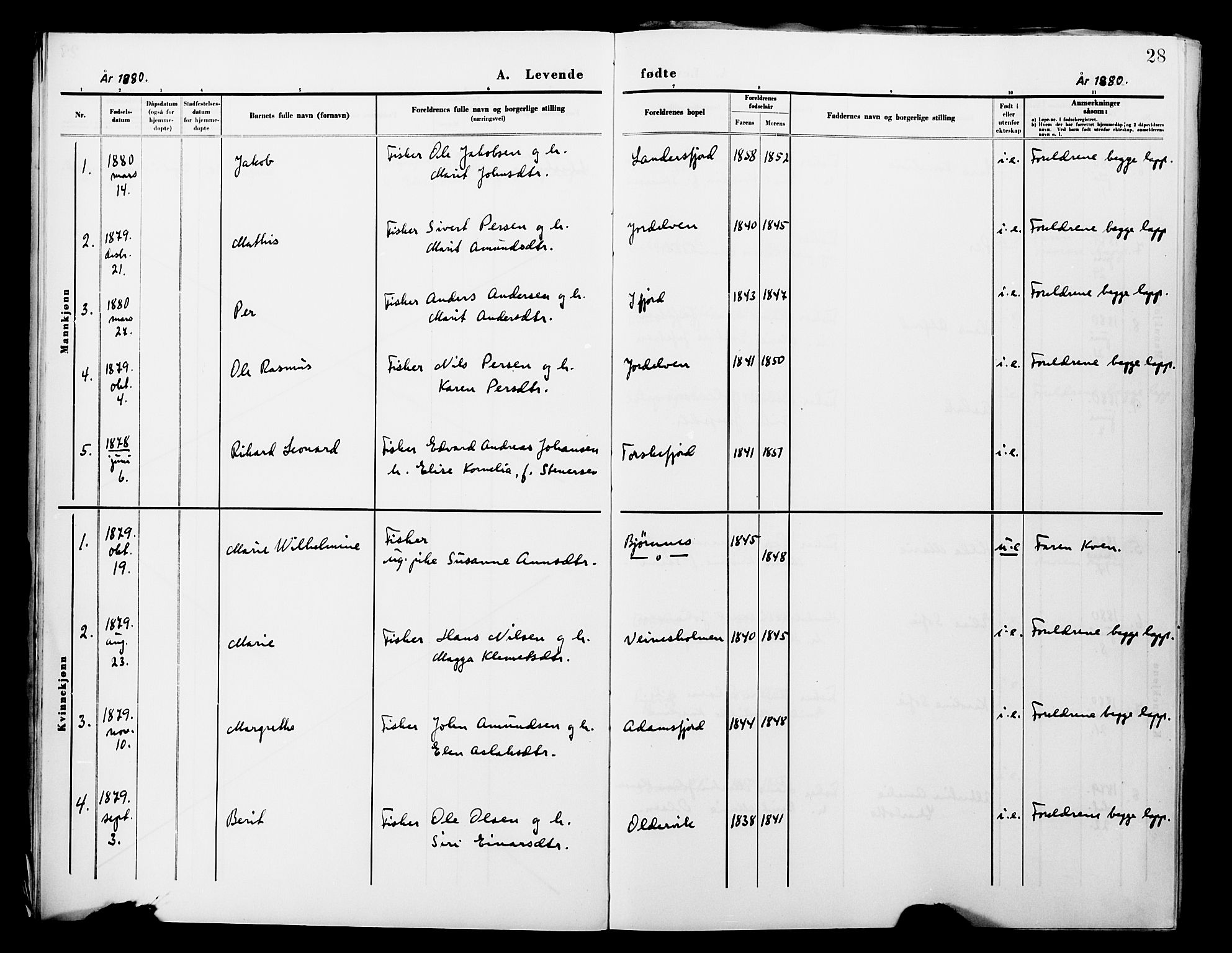 Lebesby sokneprestkontor, AV/SATØ-S-1353/H/Ha/L0004kirke: Parish register (official) no. 4, 1870-1902, p. 28