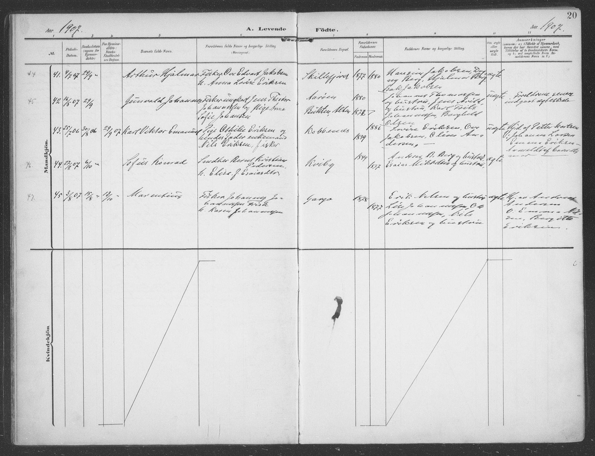 Talvik sokneprestkontor, SATØ/S-1337/H/Ha/L0017kirke: Parish register (official) no. 17, 1906-1915, p. 20