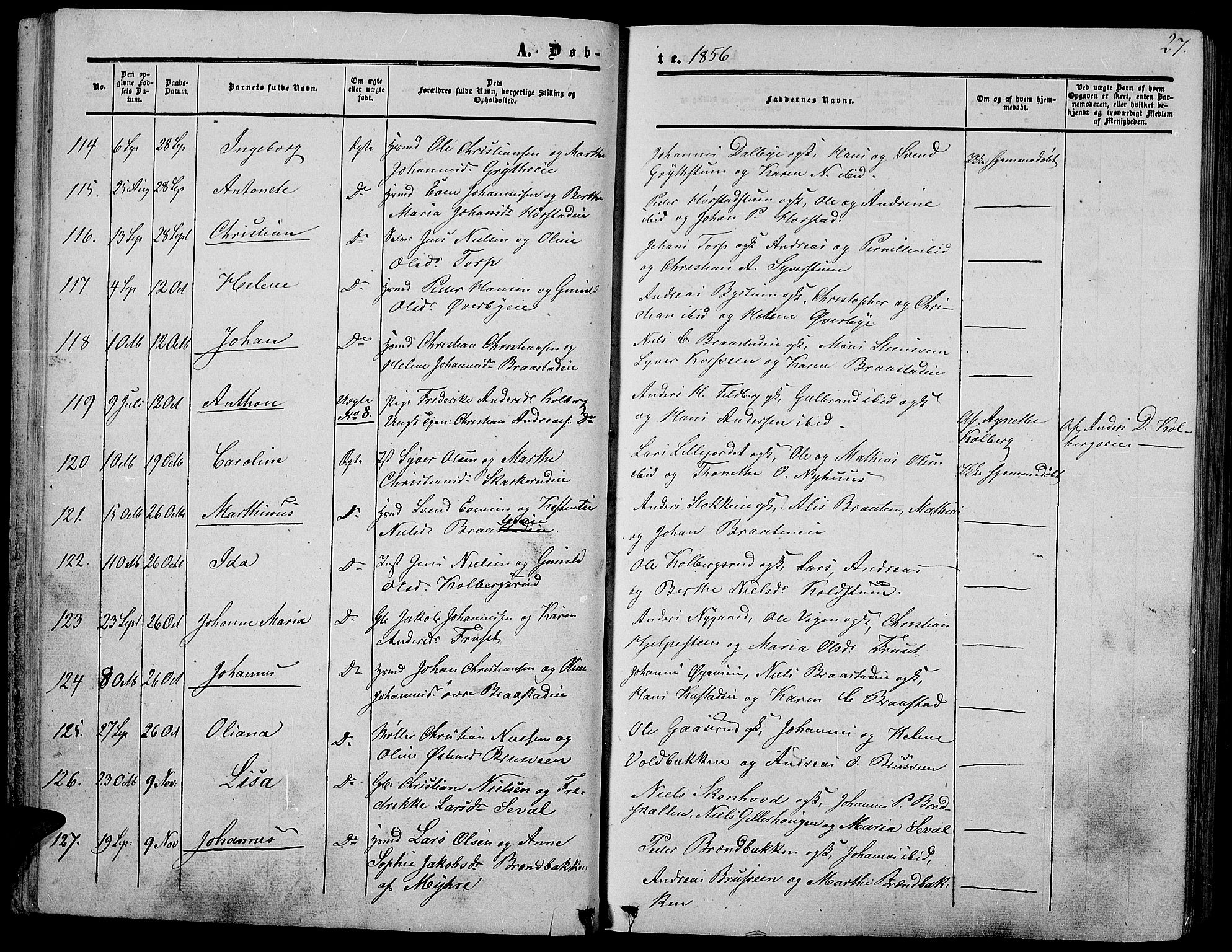 Vardal prestekontor, AV/SAH-PREST-100/H/Ha/Hab/L0005: Parish register (copy) no. 5, 1854-1868, p. 27
