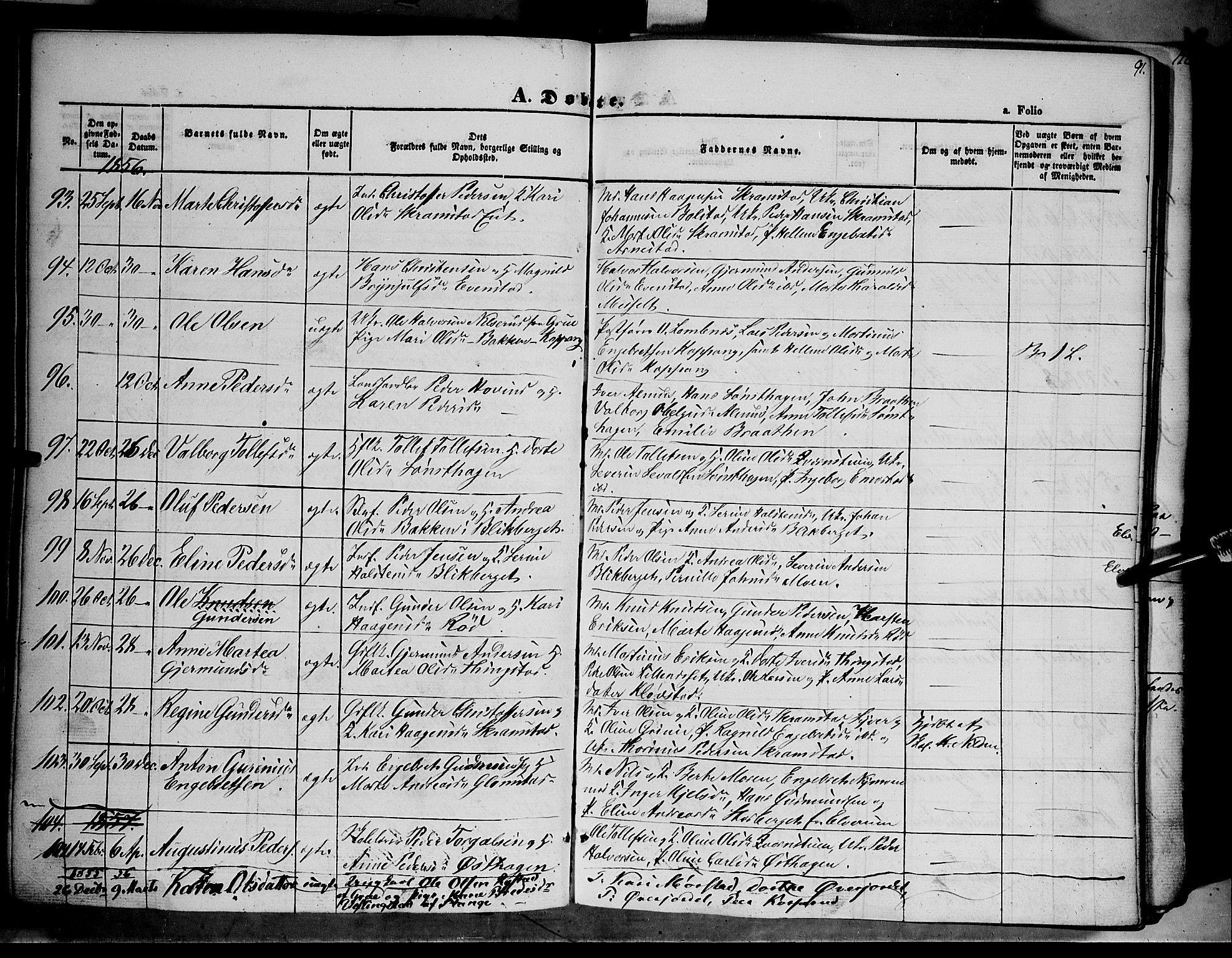 Åmot prestekontor, Hedmark, AV/SAH-PREST-056/H/Ha/Haa/L0006: Parish register (official) no. 6, 1842-1861, p. 91