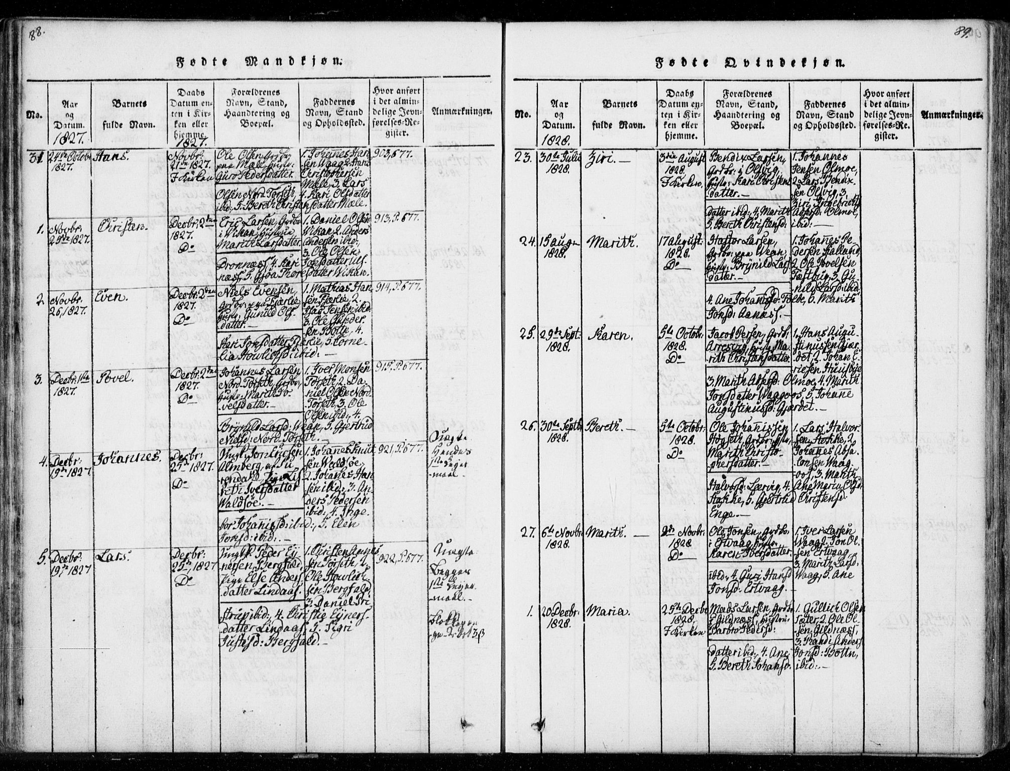 Ministerialprotokoller, klokkerbøker og fødselsregistre - Møre og Romsdal, AV/SAT-A-1454/578/L0903: Parish register (official) no. 578A02, 1819-1838, p. 88-89