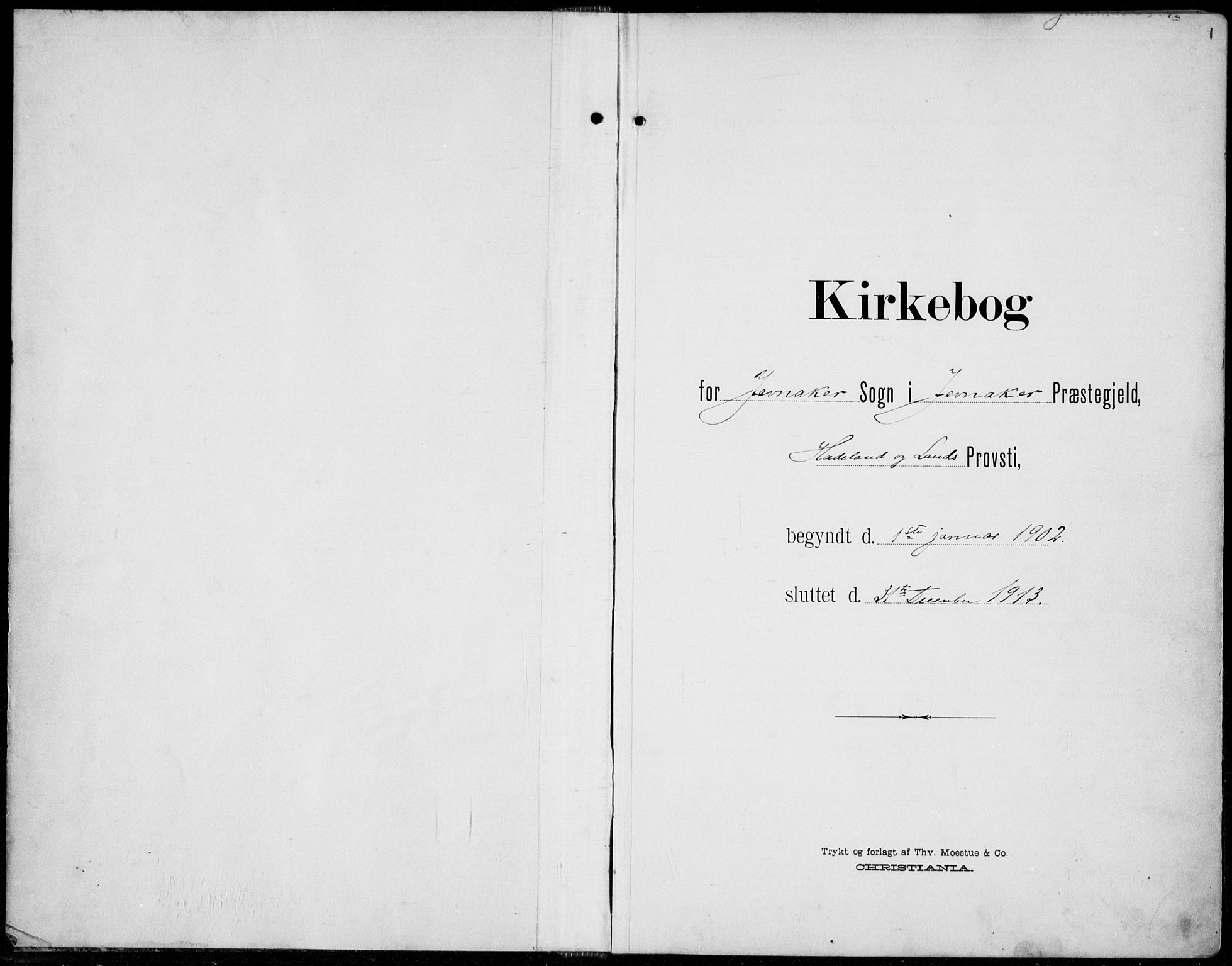 Jevnaker prestekontor, AV/SAH-PREST-116/H/Ha/Haa/L0011: Parish register (official) no. 11, 1902-1913, p. 1
