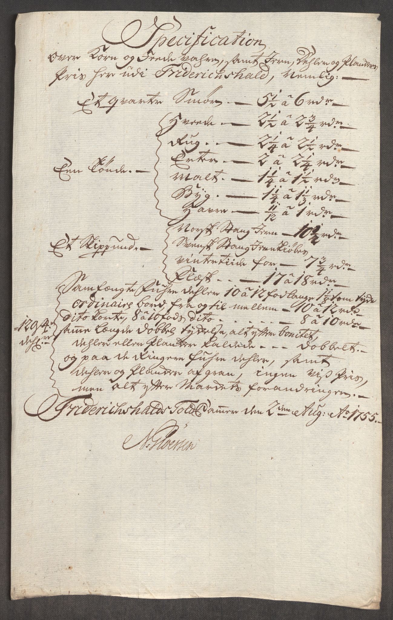 Rentekammeret inntil 1814, Realistisk ordnet avdeling, AV/RA-EA-4070/Oe/L0005: [Ø1]: Priskuranter, 1753-1757, p. 346