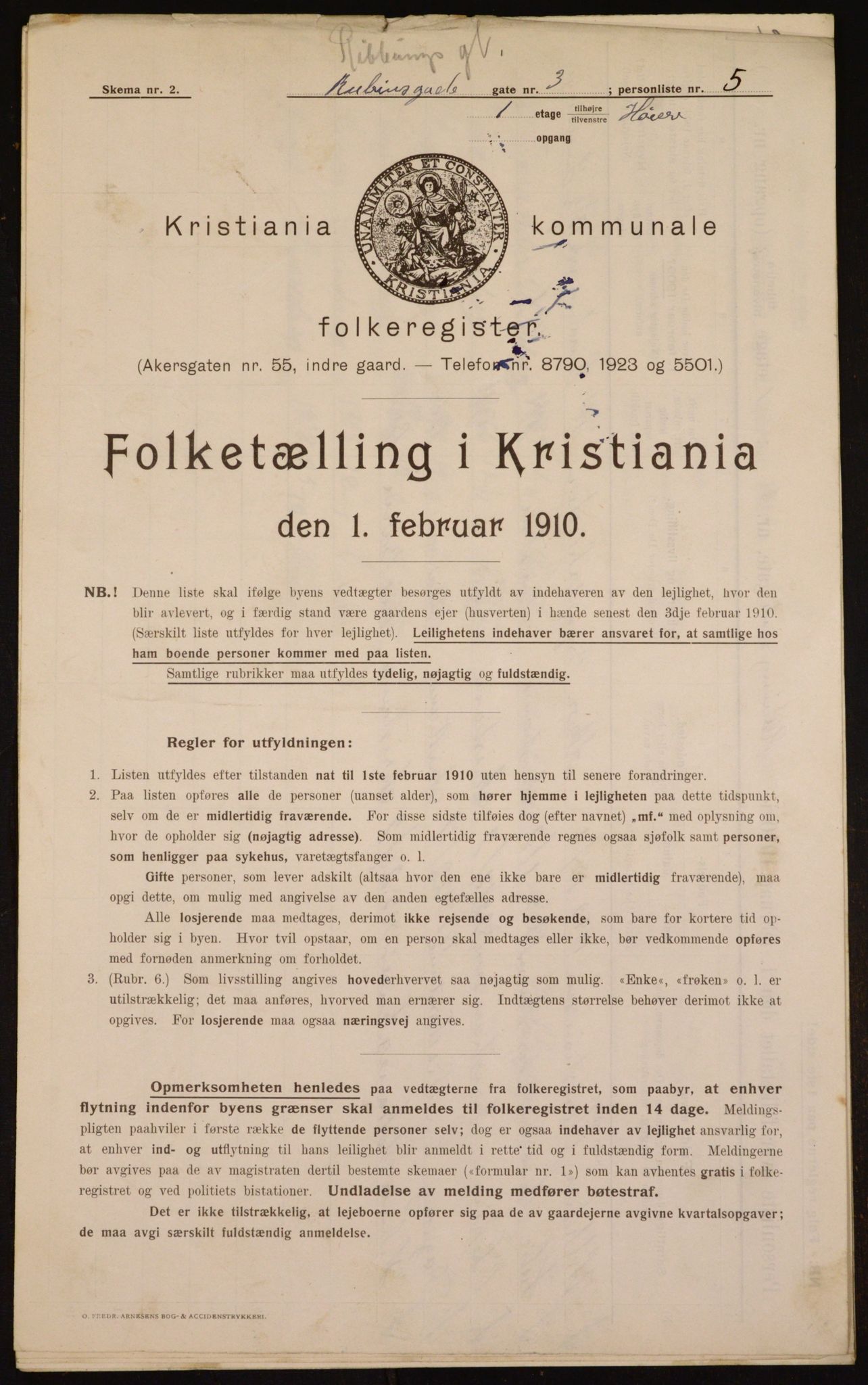 OBA, Municipal Census 1910 for Kristiania, 1910, p. 79286