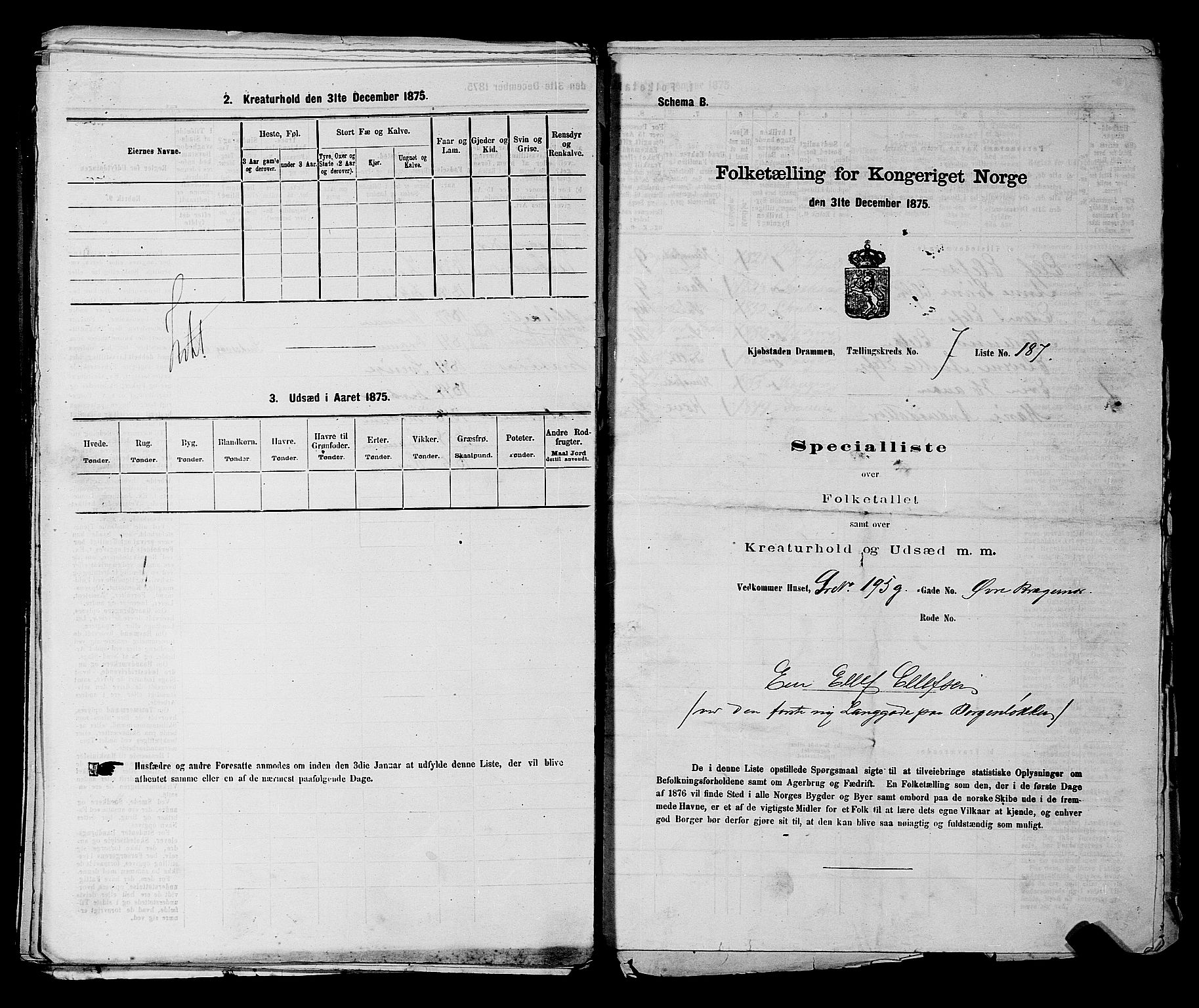 SAKO, 1875 census for 0602 Drammen, 1875, p. 664