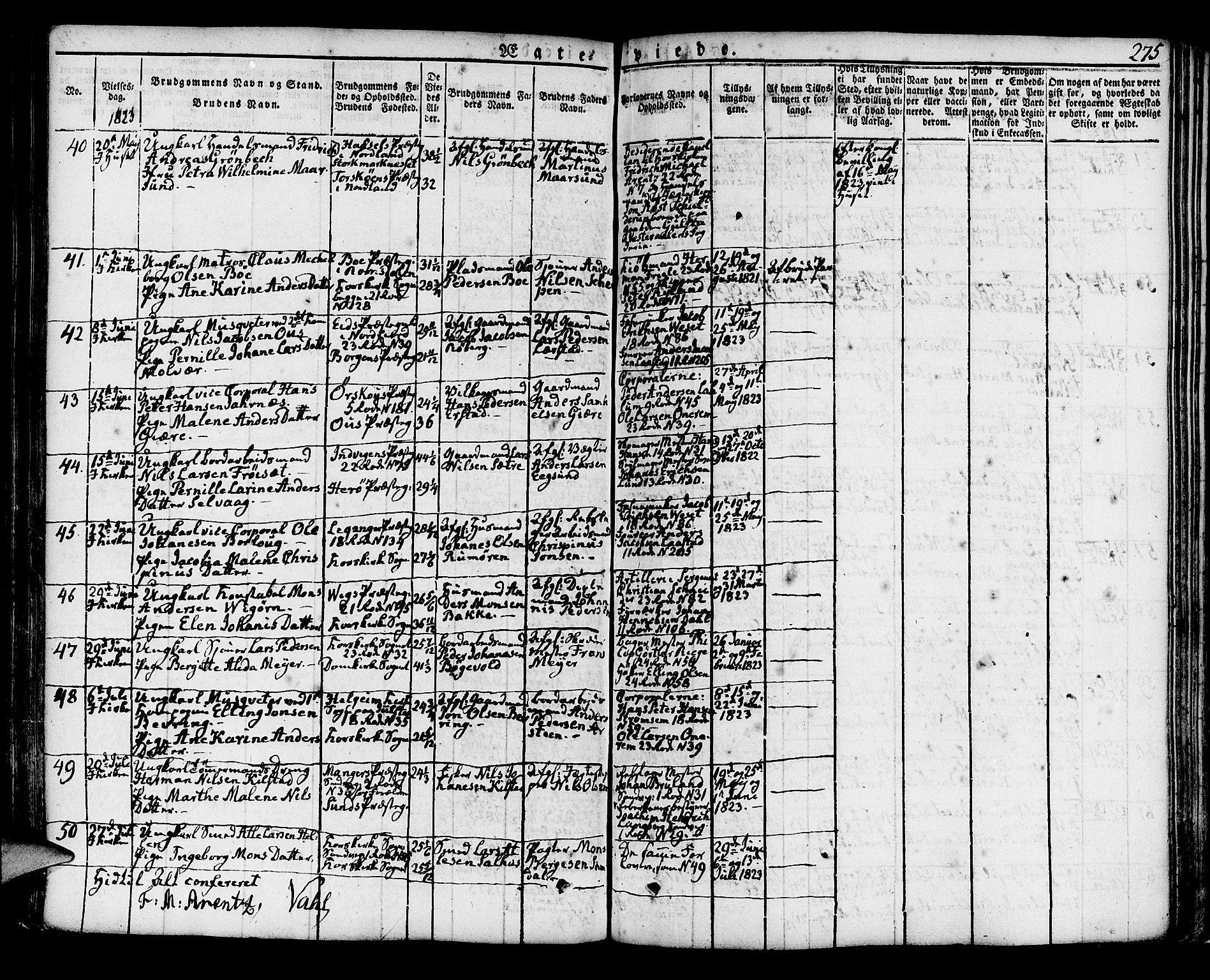 Korskirken sokneprestembete, SAB/A-76101/H/Hab: Parish register (copy) no. A 3, 1821-1831, p. 275